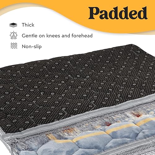 Miniatura 3 de Alfombra de oración musulmana con cuentas de oración Tasbih y sombrero de kufi, acolchada muy gruesa, alfombra de oración para hombres y mujeres