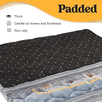 Muslim Prayer Rug with Tasbih Prayer Beads & Kufi Hat, Padded Very Thick Prayer Rug Sajadah for Men and Women (Gray1)
