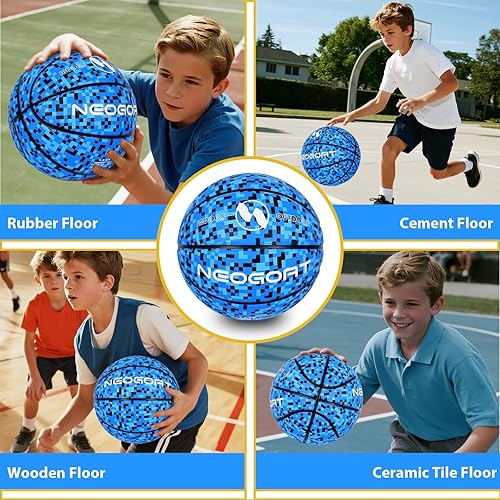 Miniatura 5 de Baloncesto para niños y jóvenes, tamaño 45, 25.527.5 pulgadas, goma gruesa duradera de alto rebote para jóvenes de 25.527.5 pulgadas, tamaño 45 para