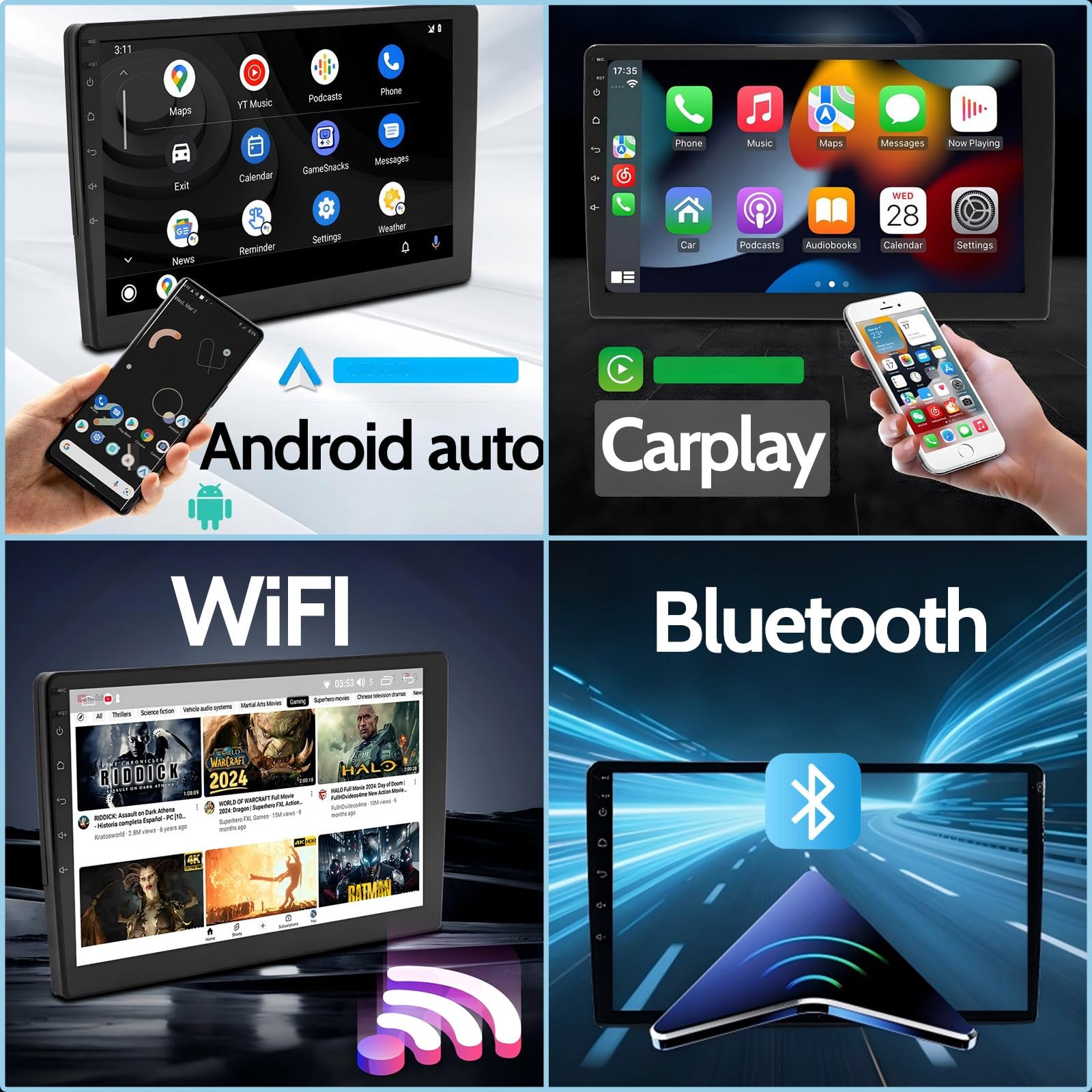 Radio Samochodowe dla Jeep Wrangler 2007-2018 IPS Ekran Dotykowy Android 12 Radio Samochodowe 9-Inch/CarPlay/Android Auto/WiFi/FM AM RDS Radio/GPS/Bluetooth/Kamera Cofania/ADAS DVR(M400S)