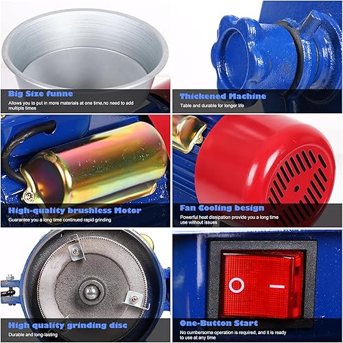Miniatura 4 de Molinillo eléctrico de grano molino de maíz, molinillo de maíz eléctrico comercial de 3000 W 110 V con embudo, molinillo de grano de trigo en polvo,