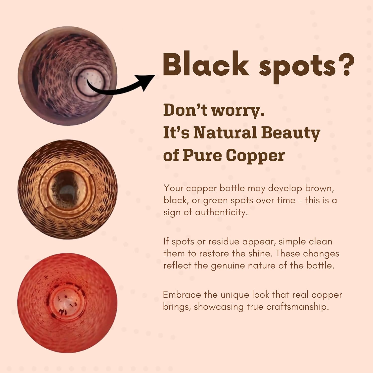 Pure Copper Bottle | 34Oz Water Bottle For Drinking | Leak-Proof Hammered Design Bottles For Home, Gym, School & Travel | Durable, Rust Proof & Handmade Bottles | Ayurvedic Copper Cups