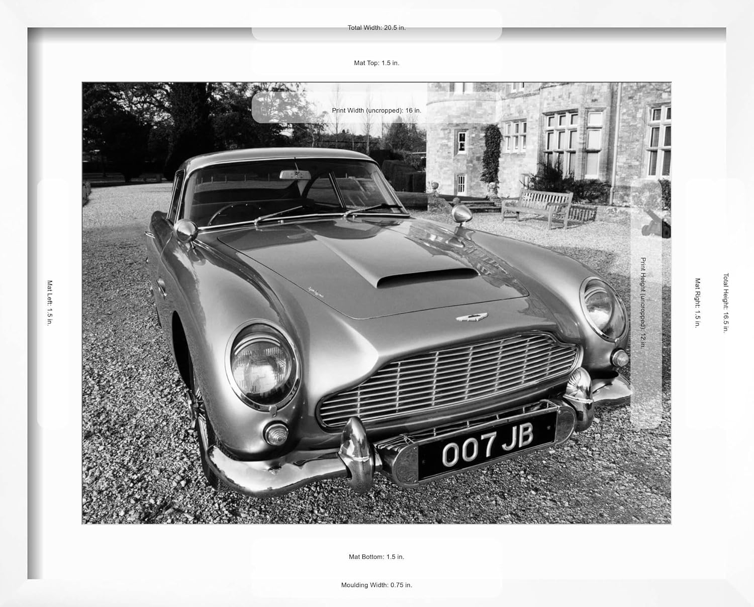 ART.COM Wall Art Prints James Bond's Aston Martin DB5, Used in the Film Goldfinger, Transportation Decor, 16" x 12"