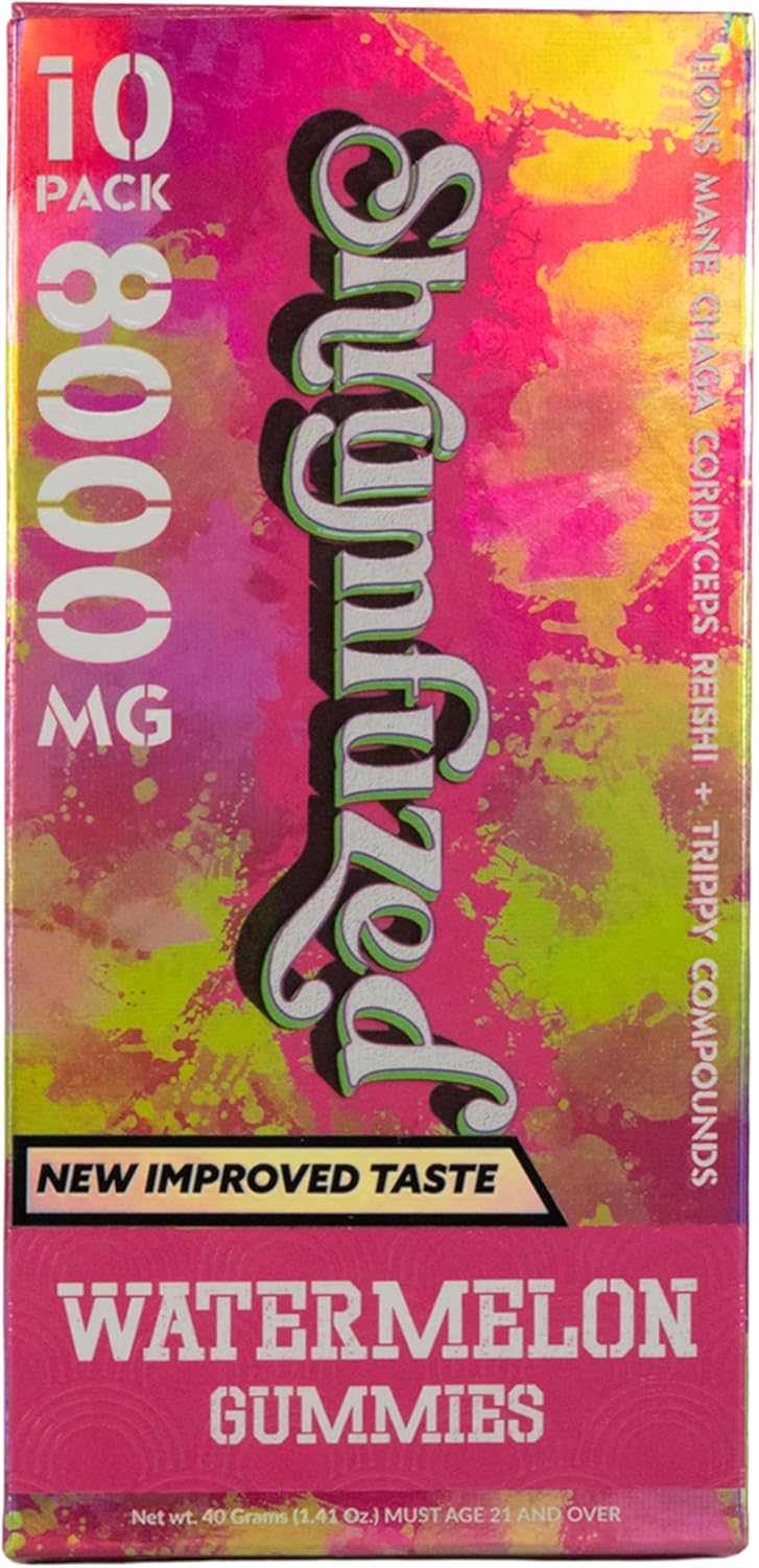 Proprietary Nootropic Gummy 8000mg, Now with New Improved Taste - Lion's Mane, Reishi, Chaga, and Cordycep Nootropic Mushroom Blend (10, Watermelon)