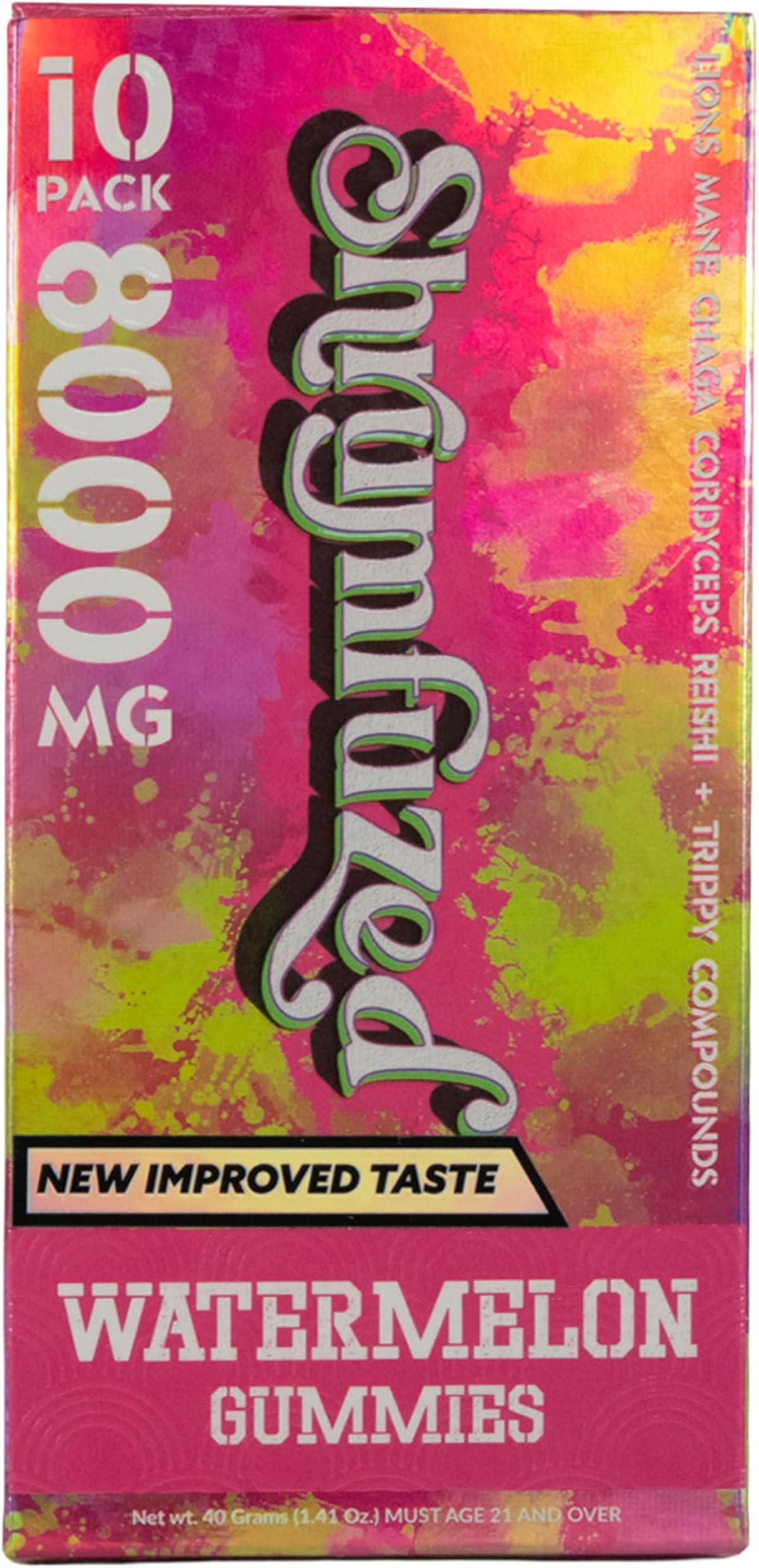 Shrumfuzed Proprietary Nootropic Gummy | Now with New Improved Taste | Lion's Mane, Reishi, Chaga, and Cordycep Nootropic Mushroom Blend (10, Watermelon)