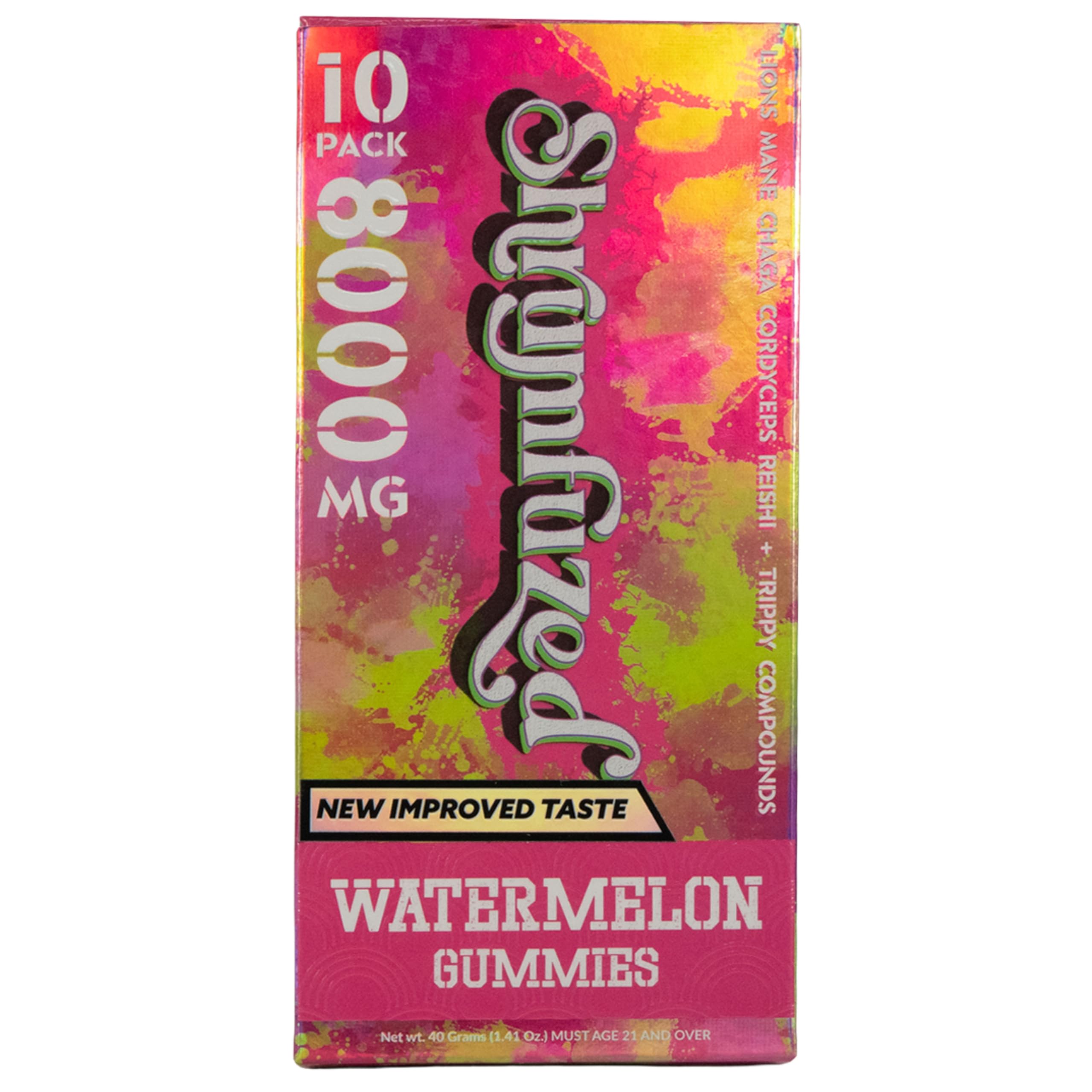 Proprietary Nootropic Gummy 8000mg, Now with New Improved Taste - Lion's Mane, Reishi, Chaga, and Cordycep Nootropic Tripee Mushroom Blend (10, Watermelon)