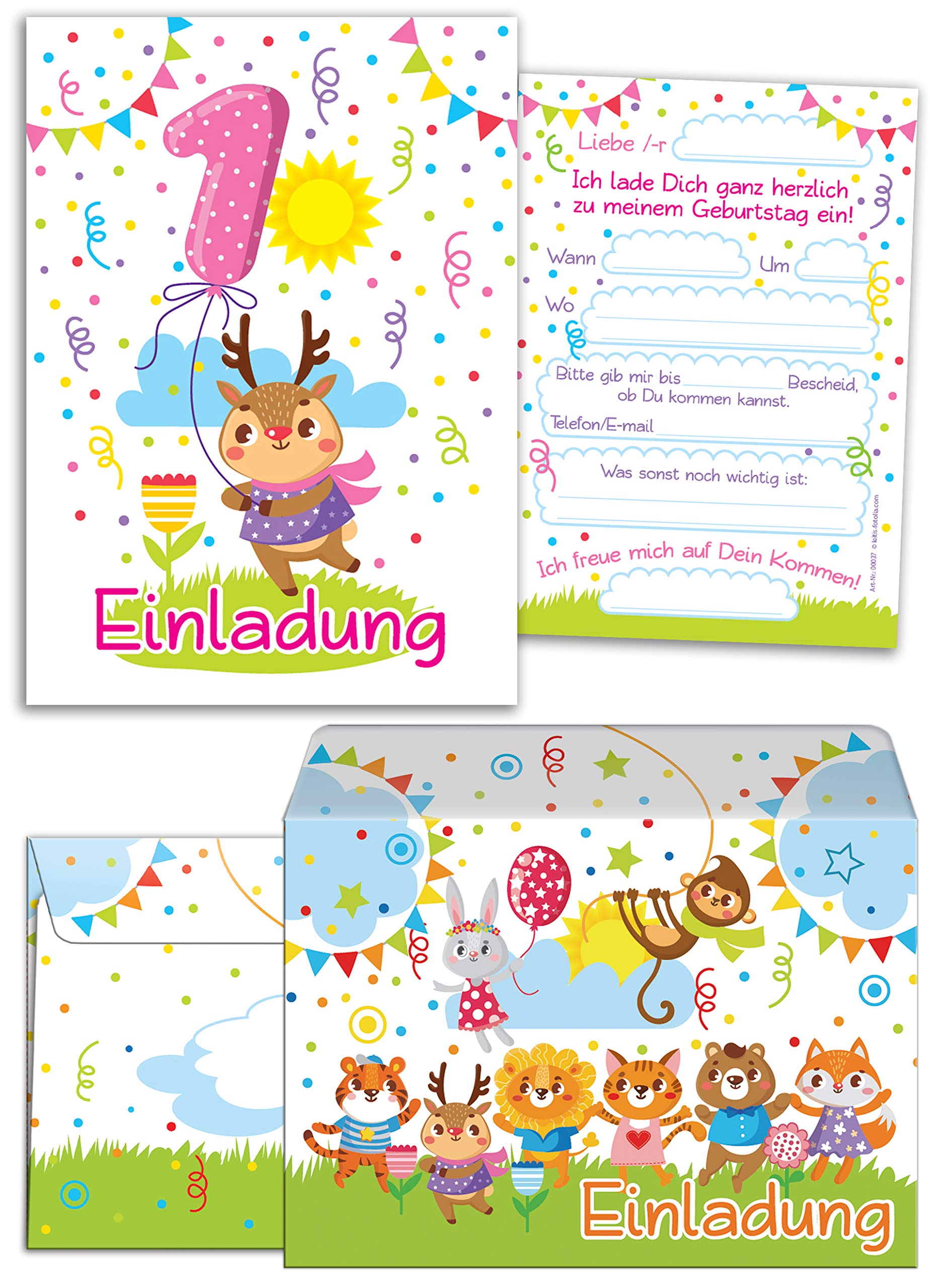 Biglietti Invito Compleanno Bambini Con Buste - 10 Pezzi - Design Universale Alta Qualità