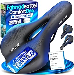 NEXTCOVER® Fahrradsattel - Das Original - mit Memory-Foam 3.0 I maximaler Fahrkomfort I ergonomischer Fahrrad Sattel für Damen & Herren I Fahrradsattel Herren bequem, Sattel Damen bequem weich