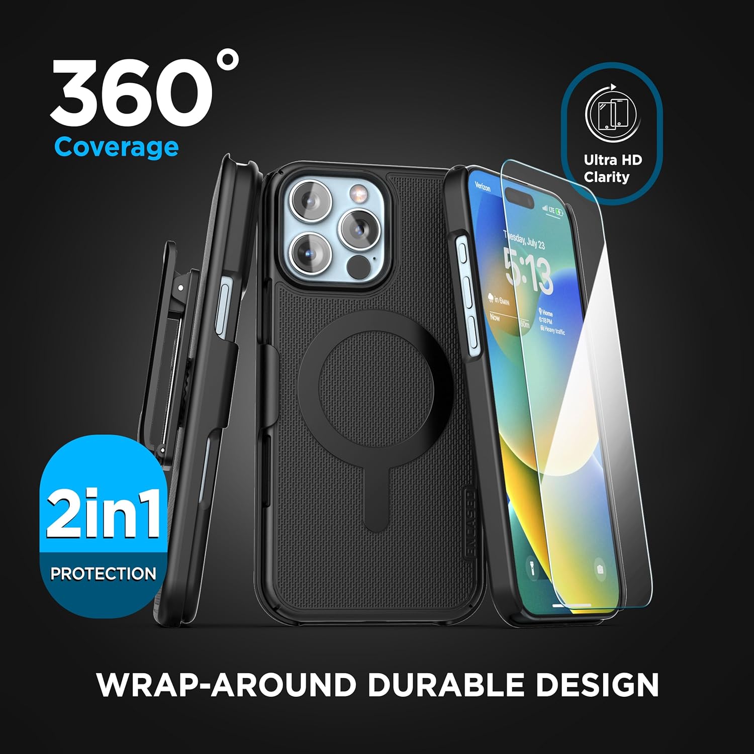 Encased Belt Clip Case for iPhone 16 Pro - Compatible with MagSafe, Ultra-Thin Phone Holster (Magnetic Slimline Series) - Image 7