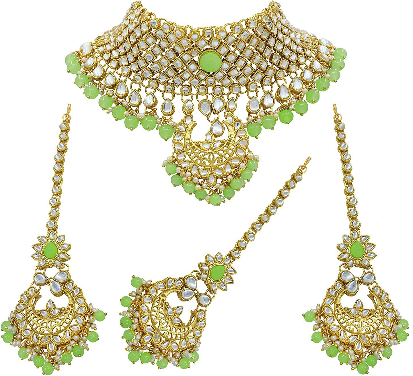 SAIYONI Gold Plated Kundan Wedding Bridal choker Necklace Earring With Jewellery Set (B08ZKXG3TS) Amazon Price History, Amazon Price Tracker