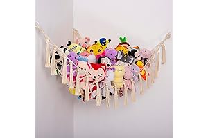 Stuffed Animals Hammock Corner Hanging Net with Wooden Beads Squishmallows Holder