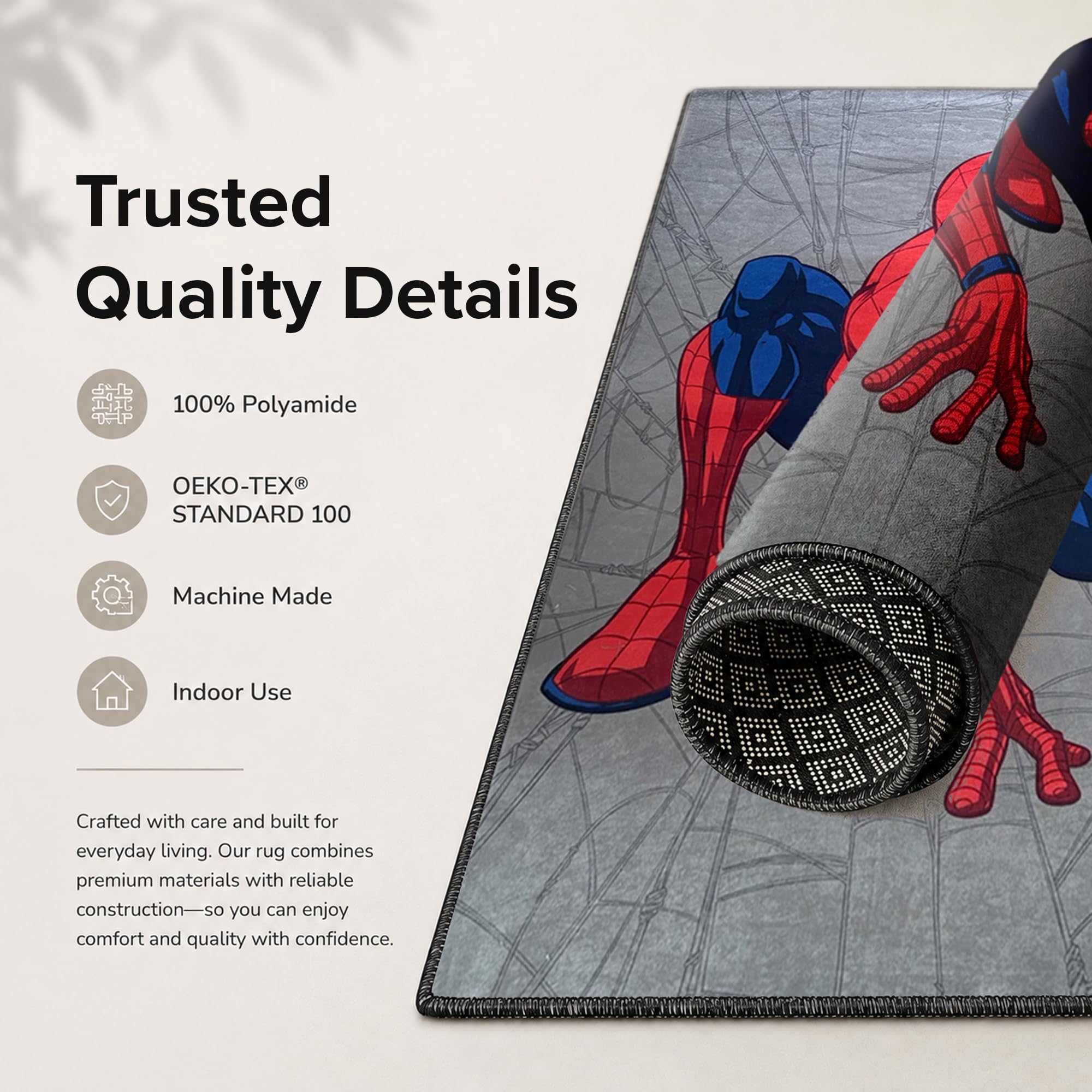 Disney Home Tapis pour Enfants, Tapis de Jeu sous Licence Officielle pour Chambre d'enfant, Salle de Jeux, Tapis de Jeu antidérapant et Lavable en Machine, Tapis Spiderman, 80x120cm