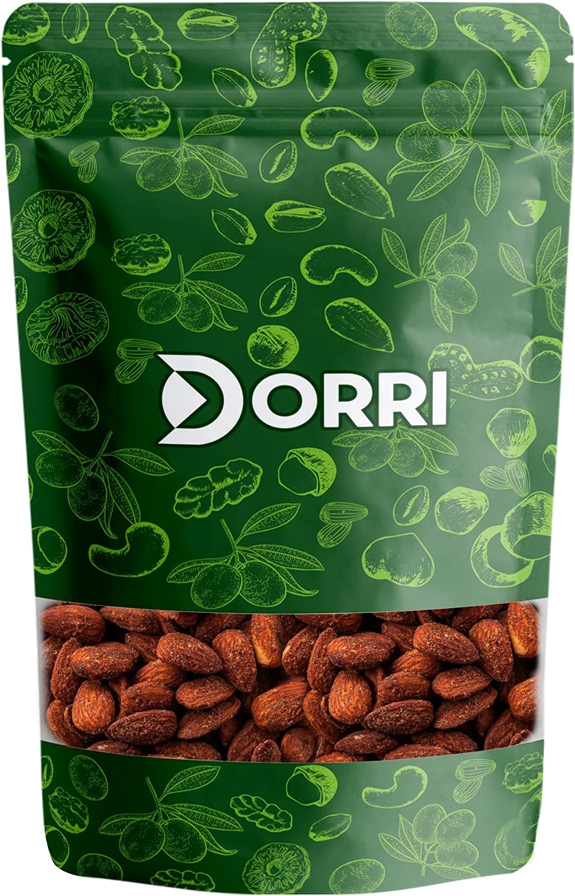 Dorri - Almonds Smoked and Spicy 1kg | Premium Whole Almond Nuts, Smoky Flavour with a Spicy Kick, Healthy Gourmet Snack, High Protein, Non-GMO (Available from 100g to 5kg)