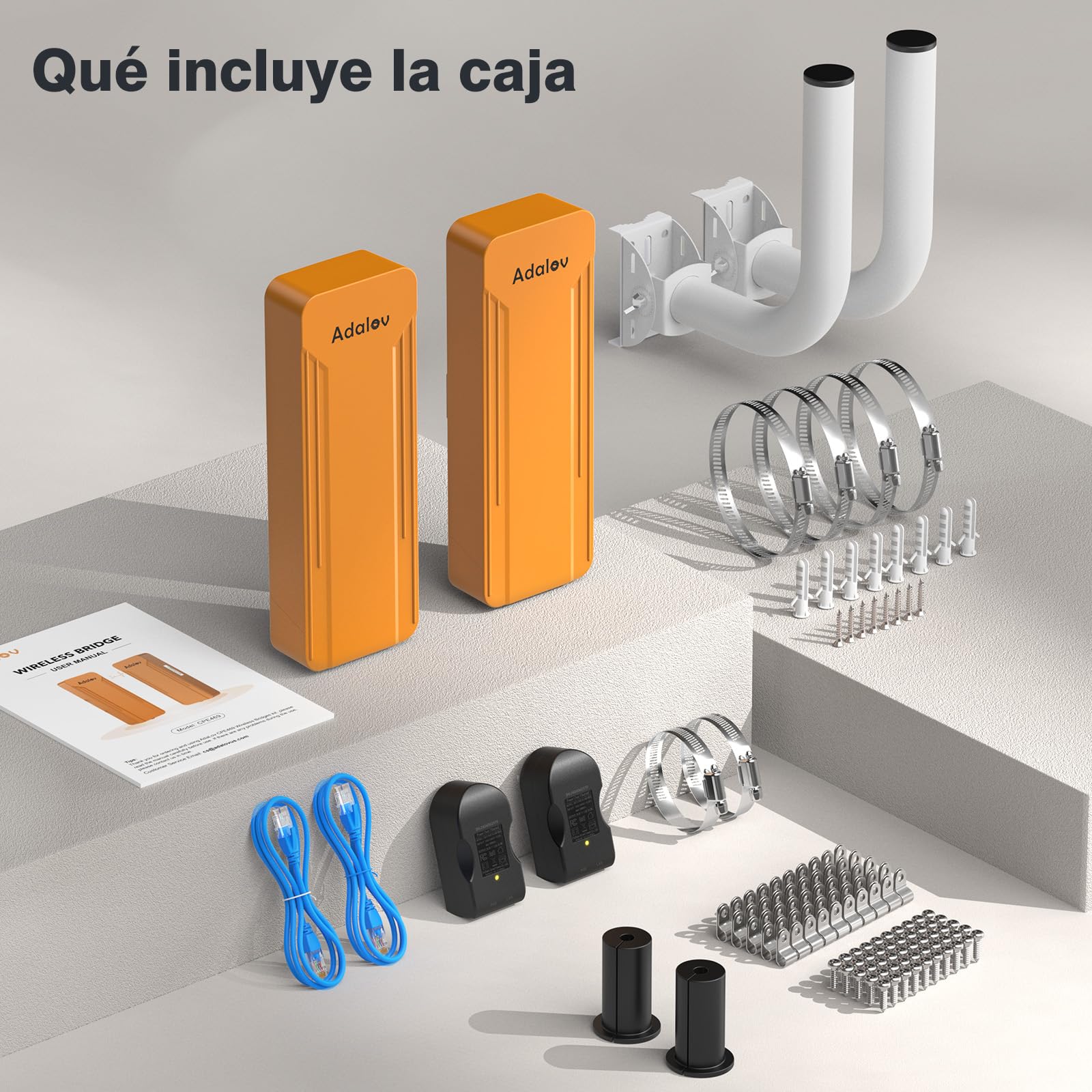 AdaLov CPE469 Gigabit Puente inalámbrico para Exteriores, Doble Banda 5.8G/2.4G 3 km Largo Alcance Bridge Wireless,Extensión de Red a Cámara/Dependencias/Jardín/Garaje/Taller,IP65 Impermeable,24V PoE