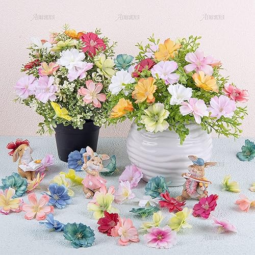Miniatura 5 de AUEAR, Paquete de 50 cabezas de flores de cerezo de seda artificial, decoración de margaritas falsas para novia, pinzas para el cabello, diademas,