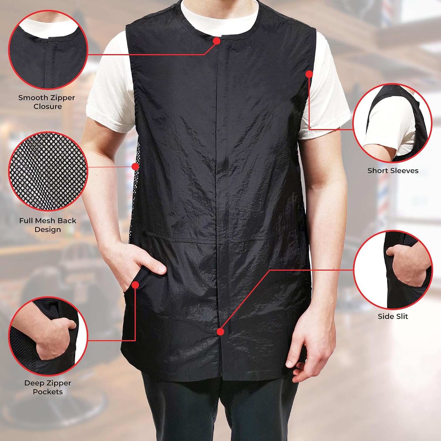 Jordan Mesh-Back Barber Vest with Personalized Name and Logo Embroidery for Haircut Barbershop image 4