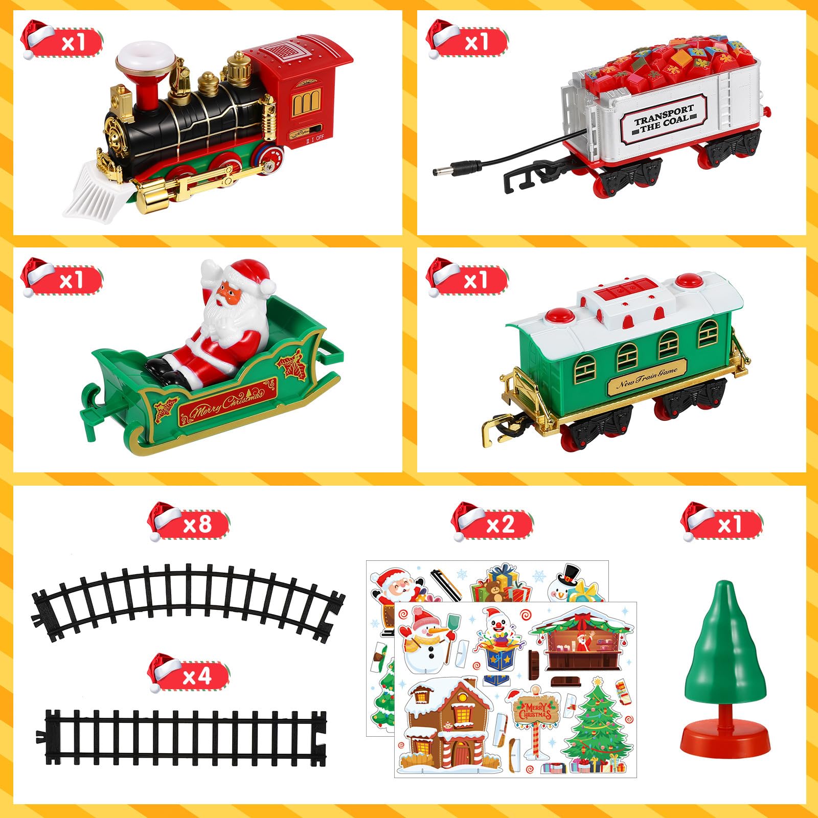 BESPORTBLE Set di Trenino Elettrico di Natale con Suoni, Luci E Binari - Regalo di Natale per Bambini da Mettere Sotto L'albero