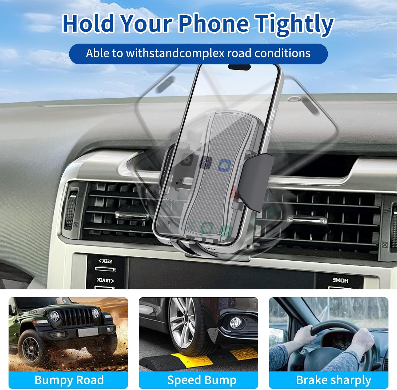 Car Phone Mount for Toyota 4Runner 2010-2024 Phone Holder Navigation,Fit for 4Runner Cellphone Mobile Cradle Auto Accessories Bracket Anti-Shake,360 Degree Rotation,Compatible for All Cell Phones