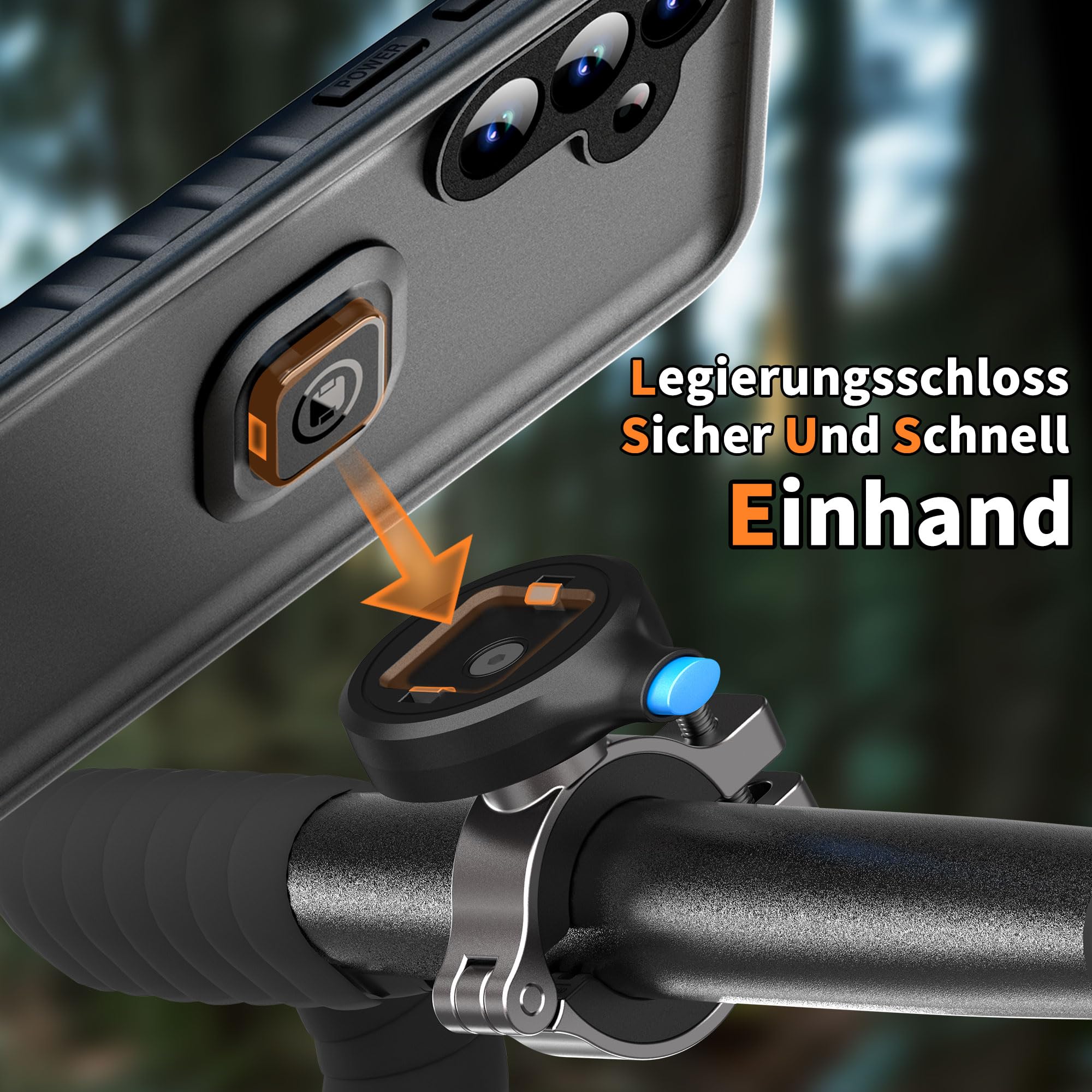 Cozycase 1S-Kn. Wasserdicht Handyhalterung Fahrrad Für Samsung Galaxy S26 | Anti-Diebstahl Hülle Handy Halter Motorrad Lenker Rennrad Mtb Ebike Bike Phone Holder Mount Fahrradhalterung IP68 Waterproof
