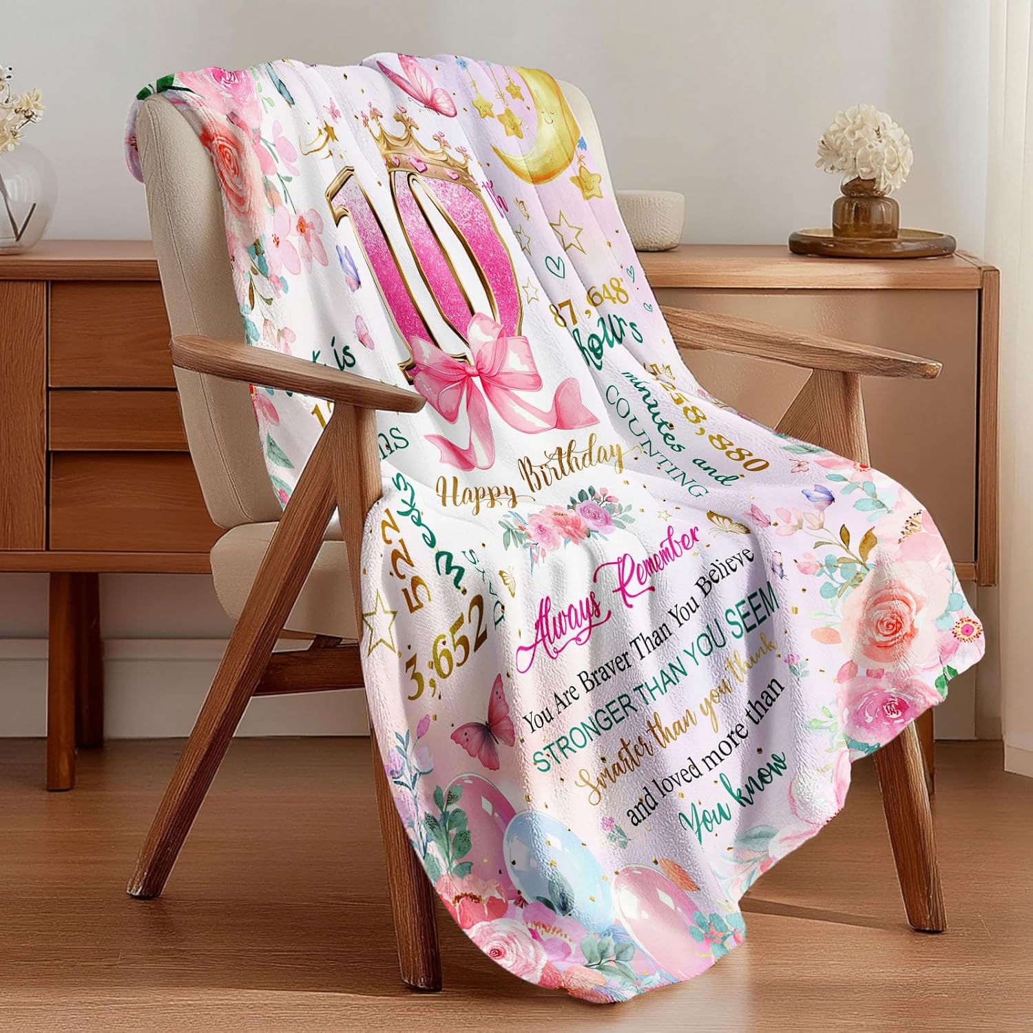 10 Year Old Girl Birthday Gifts,Birthday Gifts for 10 Year Old Girls,10th Birthday Gifts for Girl,Happy 10th Birthday Girls Gifts,10th Birthday Decorations,Gift for Birthdays Ideas Blanket 50"X60"