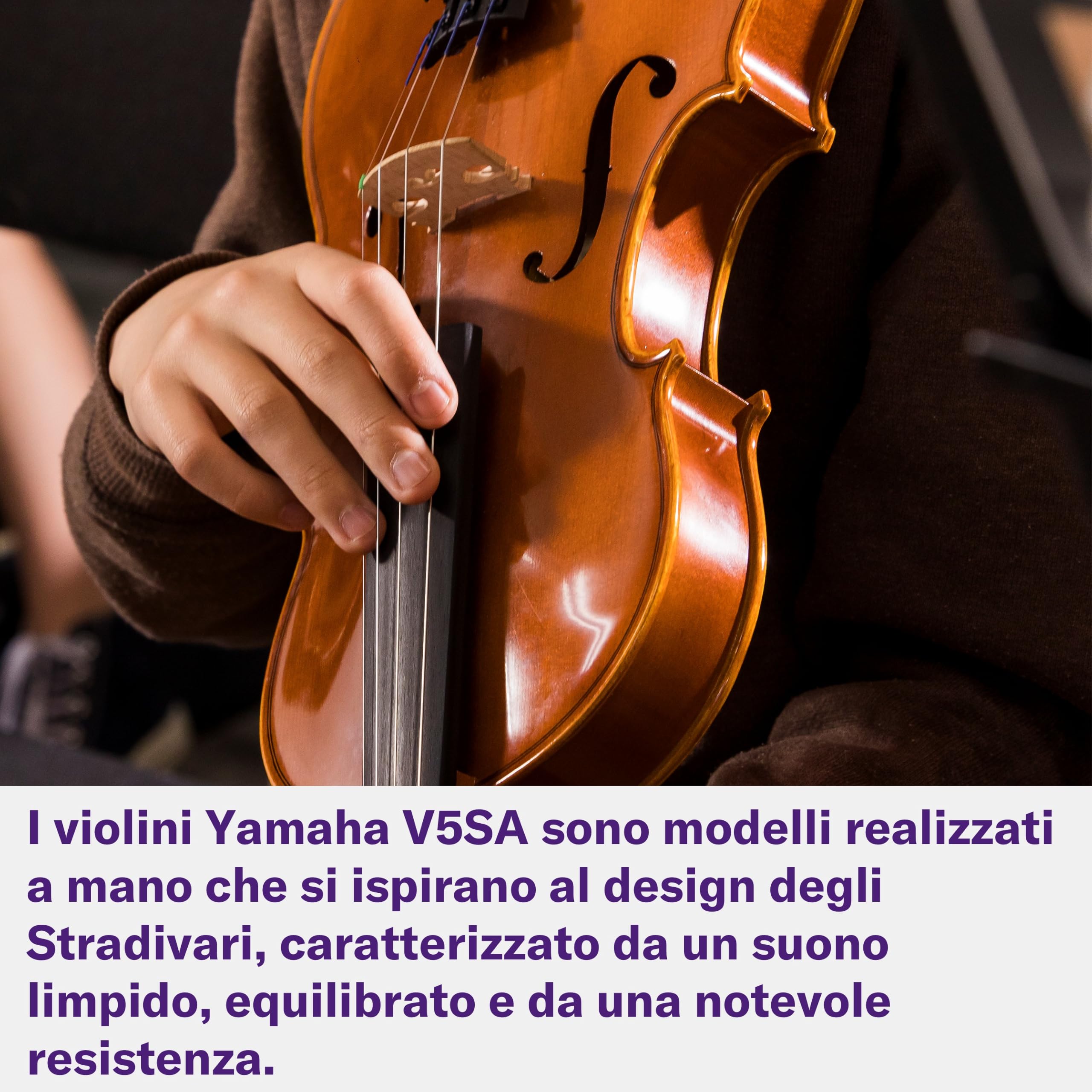 YAMAHA V5SA44 Set Violino Acustico – Misura 4/4, Violino Da Studio Artigianale con Top in Abete, Corpo in Acero, Componenti in Ebano e Tiracantini, Include Custodia, Arco e Pece – Marrone
