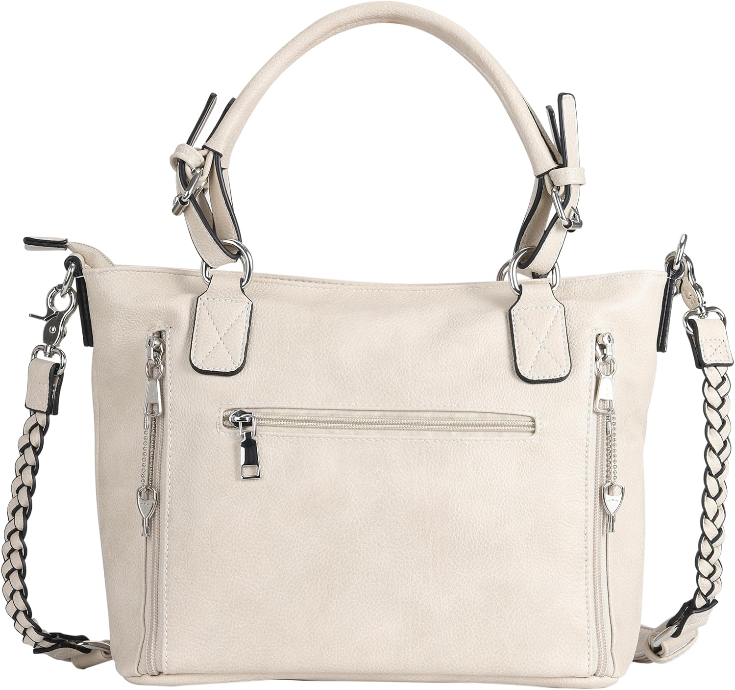 Lady Conceal Concealed Ella Carry Purse for Women – Locking Zippers, Braided Strap, Holster Included, Faux Leather Tote | Locking Zippers, Braided Strap, Holster Included