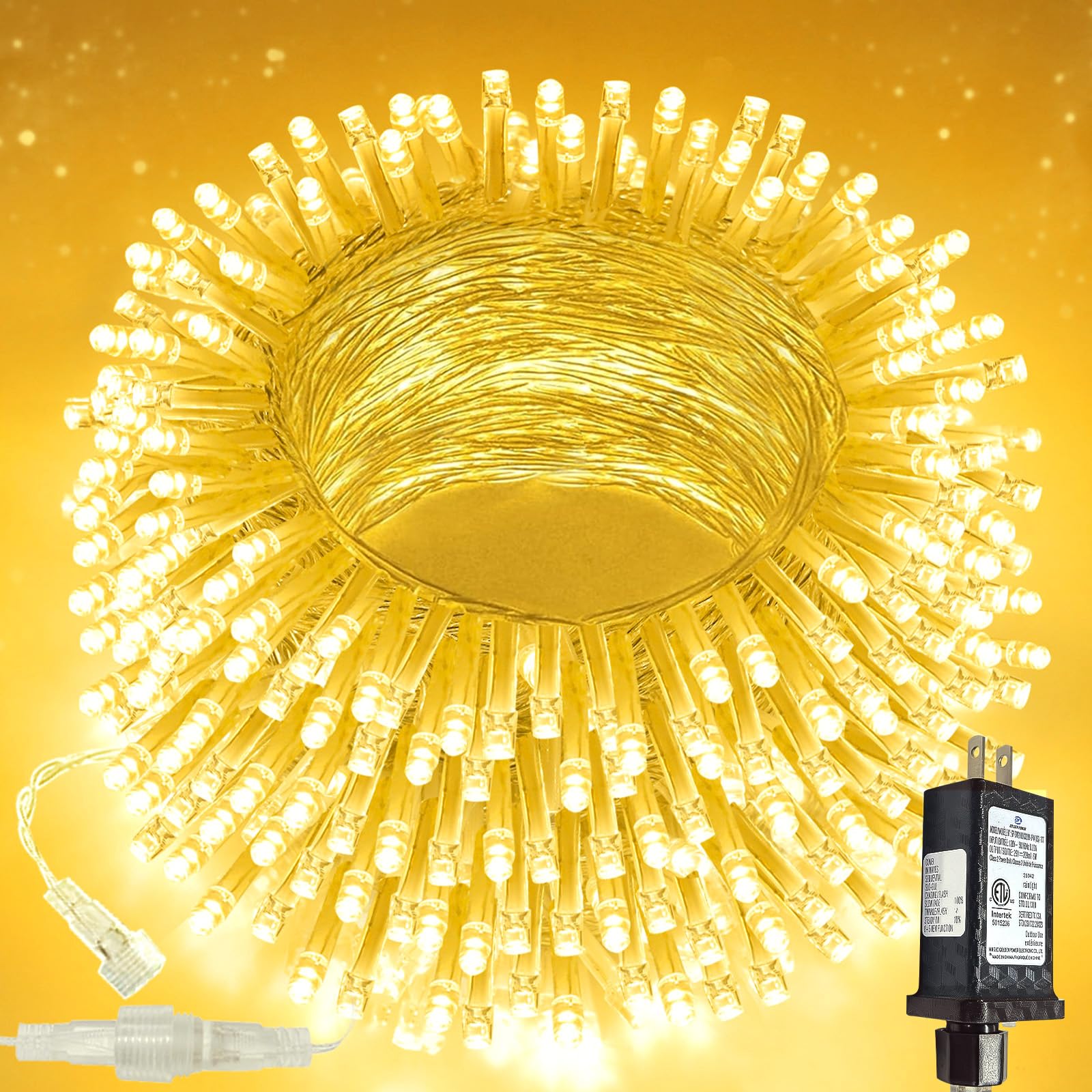 Connectable 100 LED String Lights Indoor Outdoor, 33FT Warm White Christmas Lights Waterproof, 13 Modes with Timer, Twinkle Fairy Lights Plug in Clear Wire for Christmas Tree, Bedroom, Classroom Decor