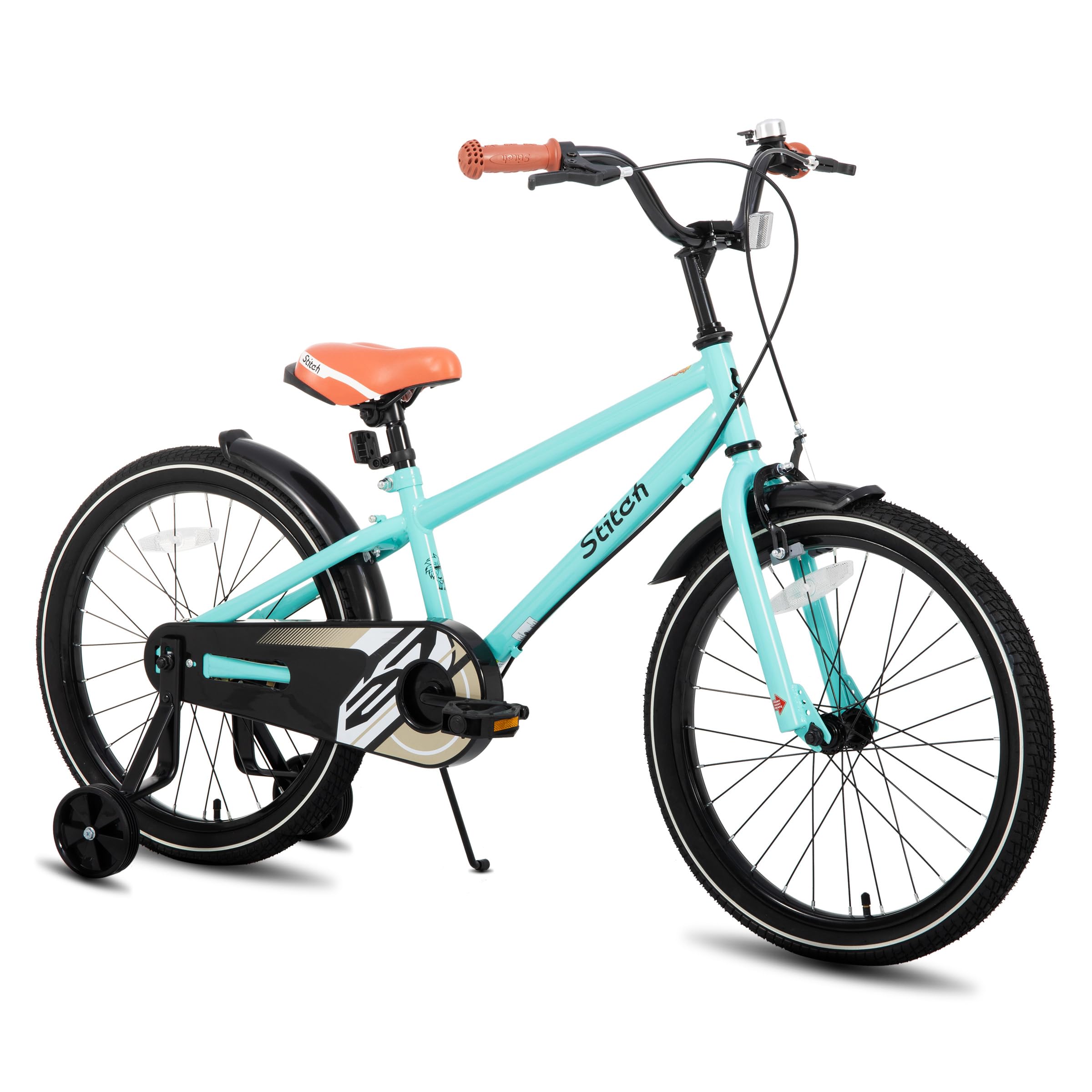 STITCH 20 inch kids bike for 6-9 year old girls & boys, 20 inch kids bike with Stabilisers&kickstand, Green