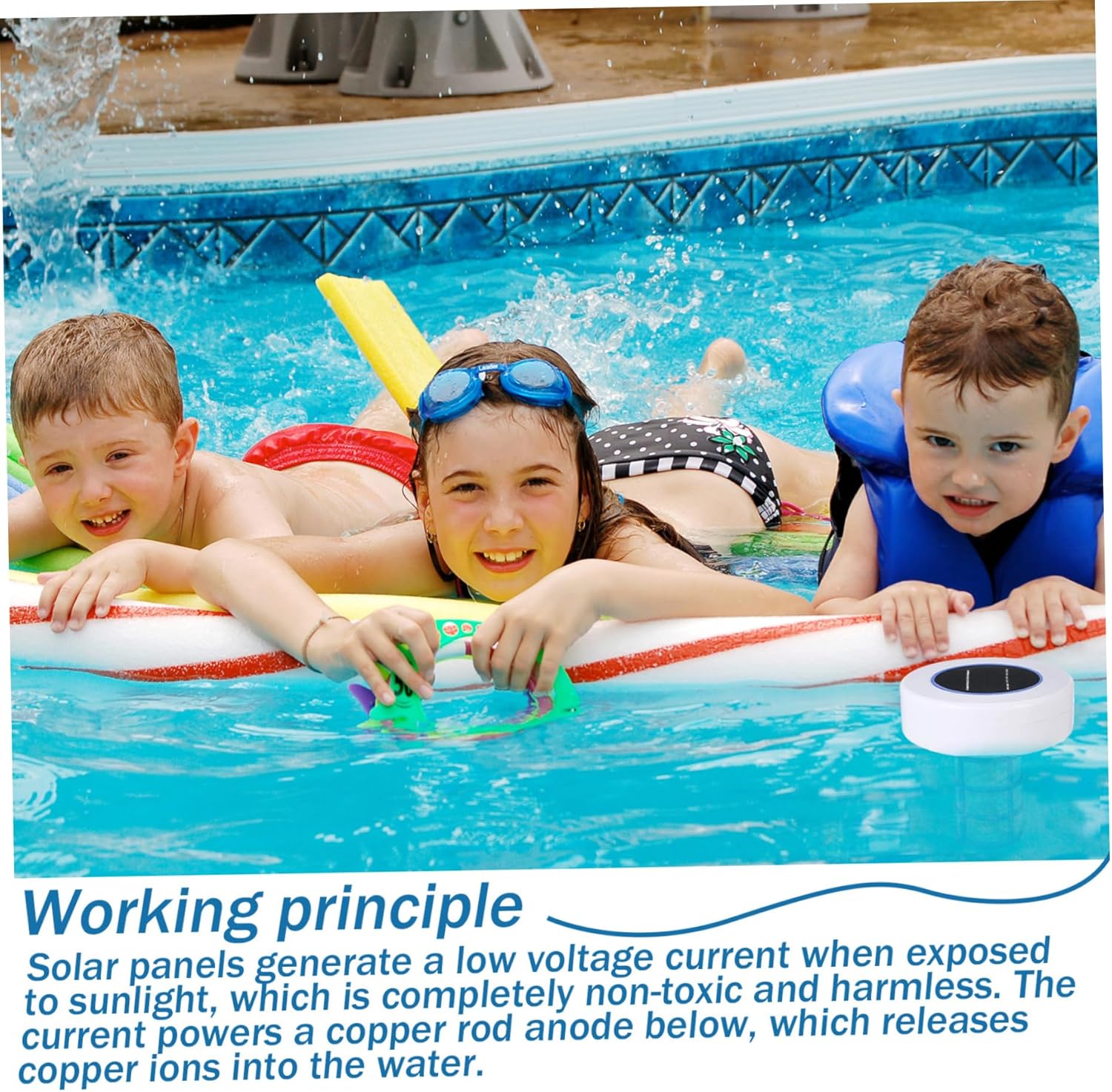 Solar Pool Ionizer Large Capacity Pool Chlorine Floater with a Brush Reduces Chlorine Floating for Swimming Pool Accessories 6.3x6 Inch Chlorine Alternatives