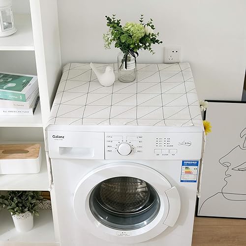 Dstorelhp Cubiertas superiores para lavadora de 51 x 22 pulgadas, cubierta de algodón a prueba de polvo, cubierta superior de lavadora con 6
