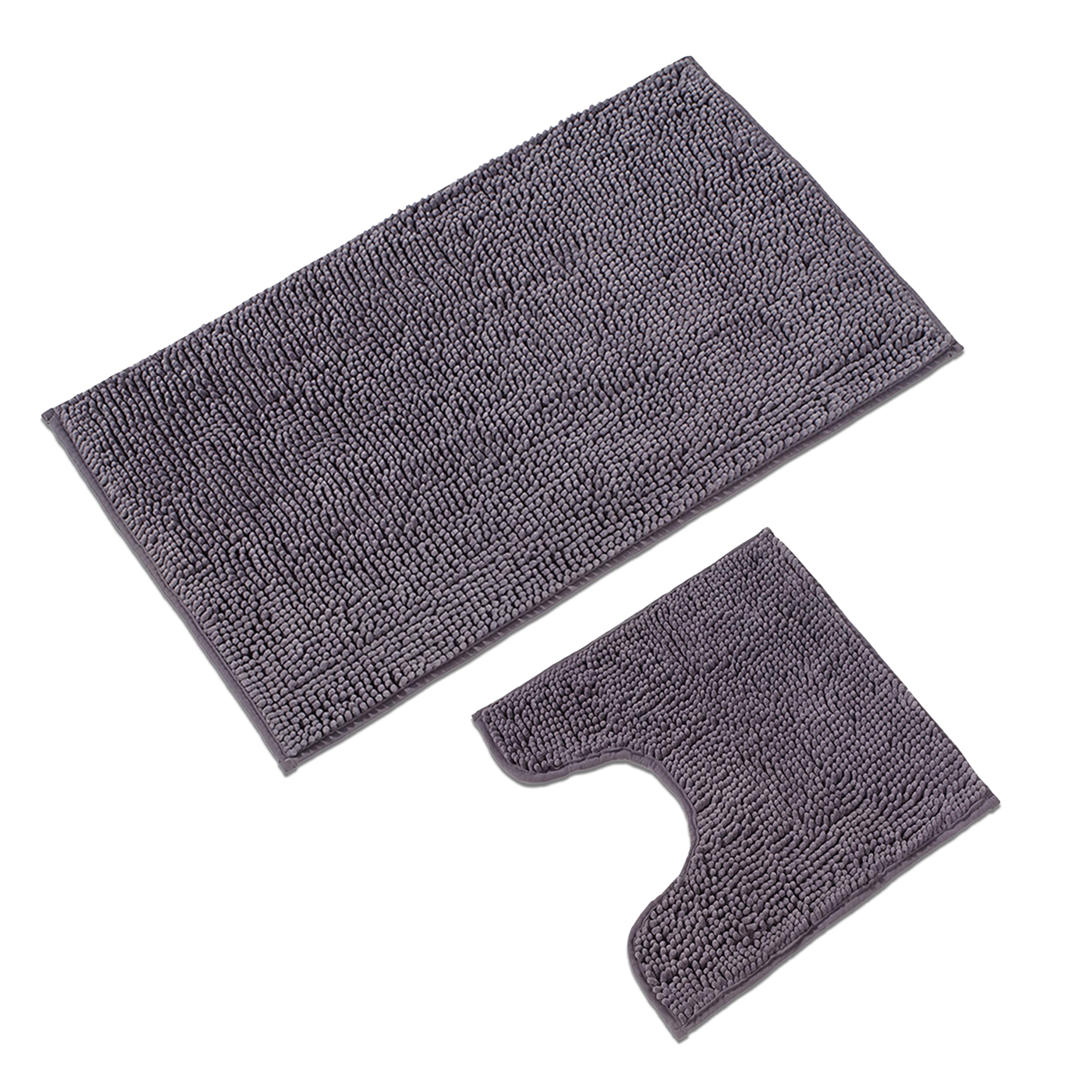 WohnDirect Set 2 Tappeti Bagno Grigi 45x45 + 50x80 Cm - Antiscivolo, Lavabili In Lavatrice, Morbidi In Microfibra, Certificati Oeko-Tex