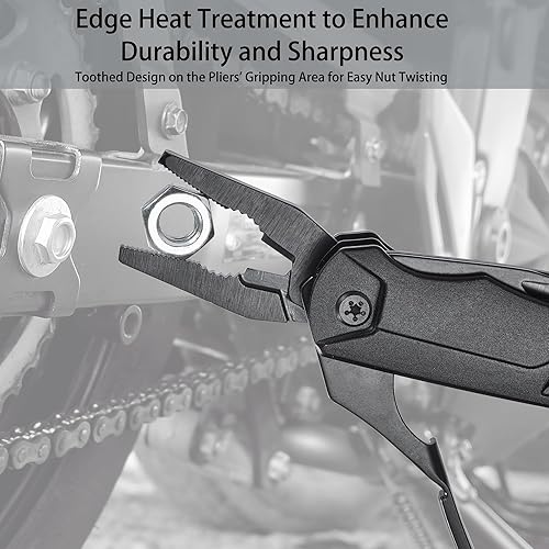 Miniatura 7 de Hanboost Llave multiherramienta 19 en 1 multiusos para equipo de campamento, tamaño de bolsillo, llave ajustable con alicates, cortador de alambre,