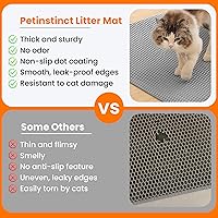 Vista 3 de Jumbo Cat Litter Mat, 46x26 Inches Double Layer Honeycomb Litter Trapping Mat, Non Slip Waterproof Urine Proof Extra Large Cat Litter Box Mat, Gris