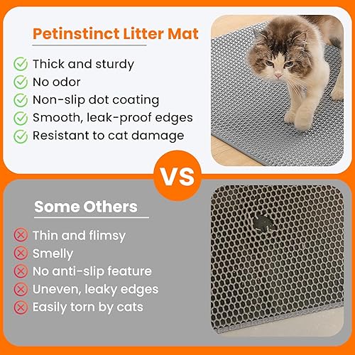 Miniatura 3 de Jumbo Cat Litter Mat, 46x26 Inches Double Layer Honeycomb Litter Trapping Mat, Non Slip Waterproof Urine Proof Extra Large Cat Litter Box Mat,