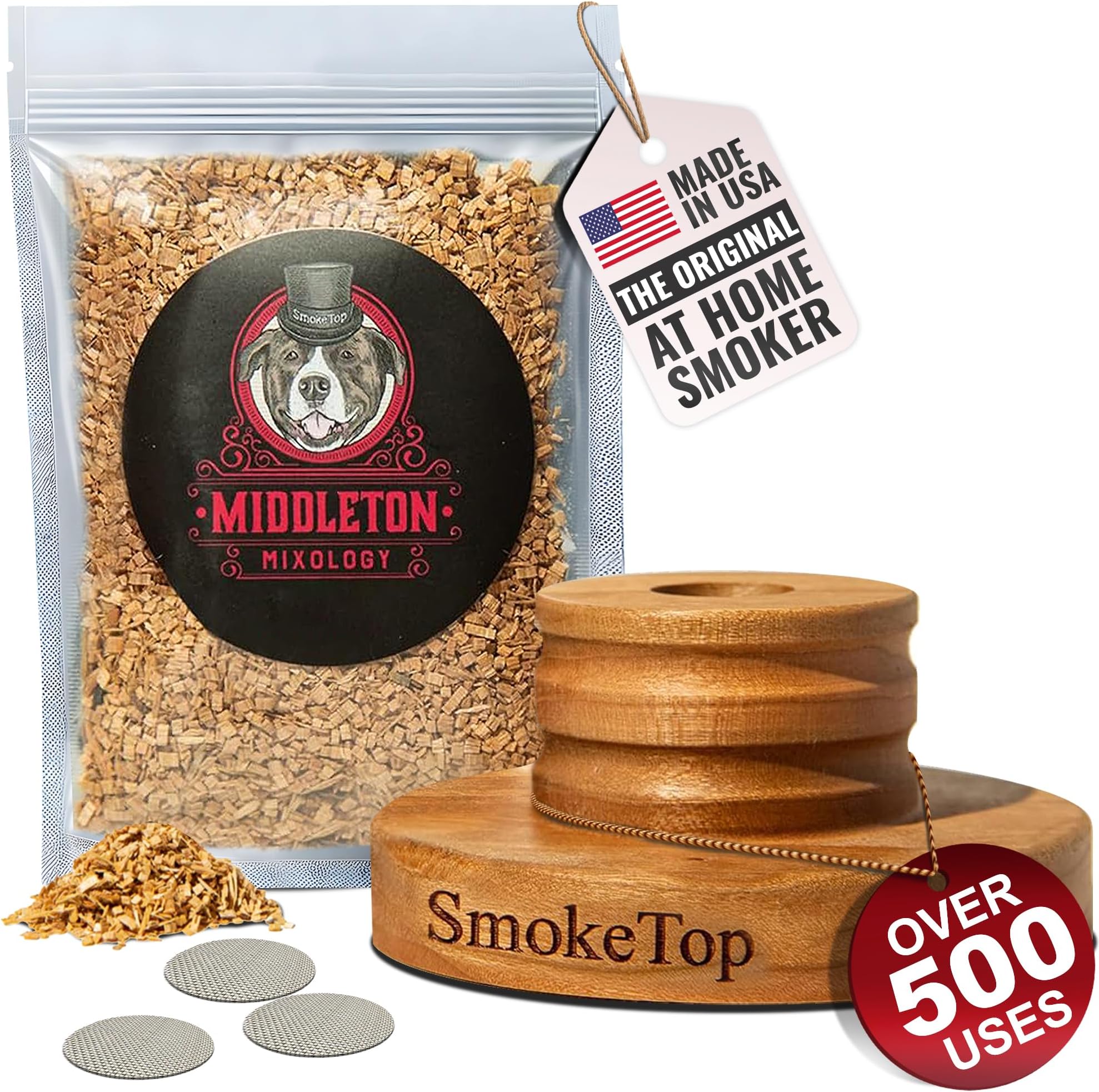SmokeTop® Cocktail & Food Smoker Kit - Whiskey & Bourbon Drink Smoker for Old Fashioned, Cocktails, Cheese & Meat Smoking with 2oz Wood Chip Sample Pack – by Middleton Mixology