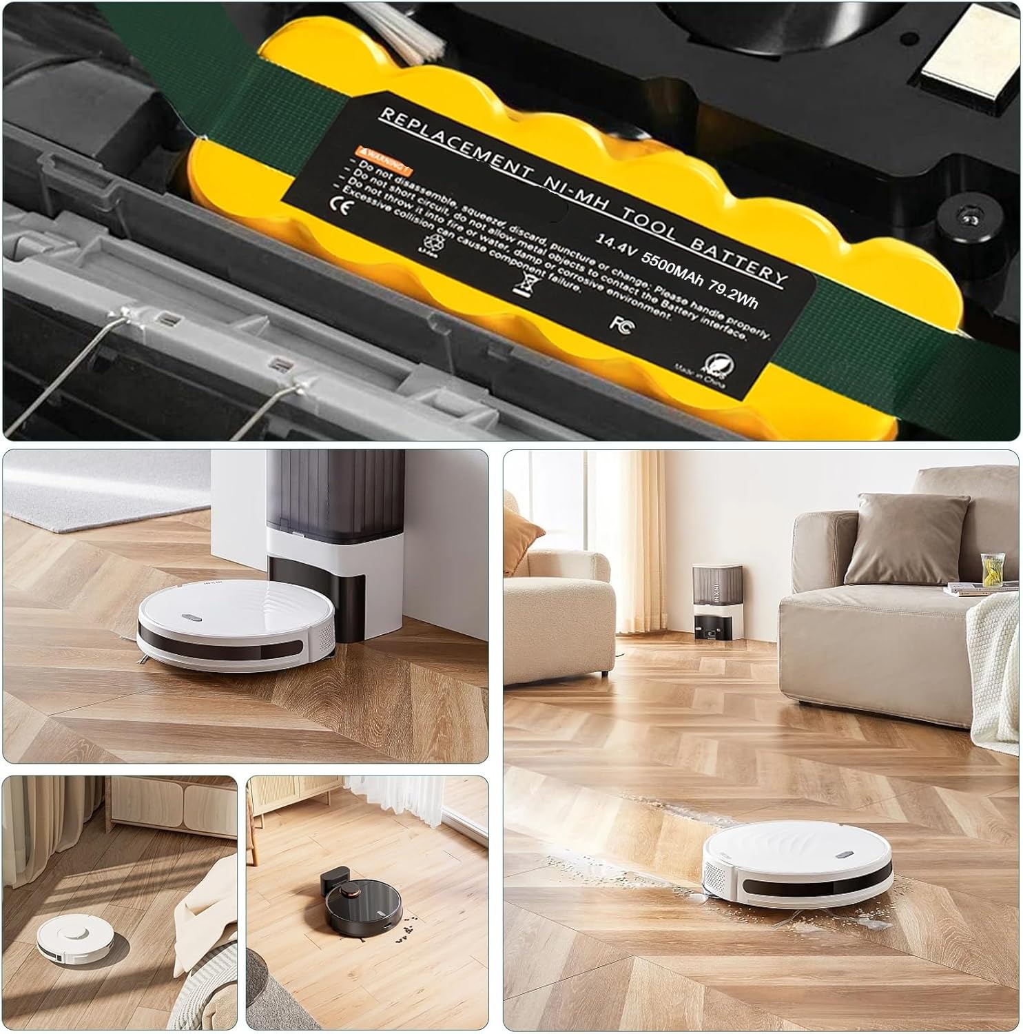 Battery 5500mAh 14.4V, Compatible For Roomba, 500 600 700 800 Vacuum Cleaner Rechargeable Battery(5400mAh 1pcd)