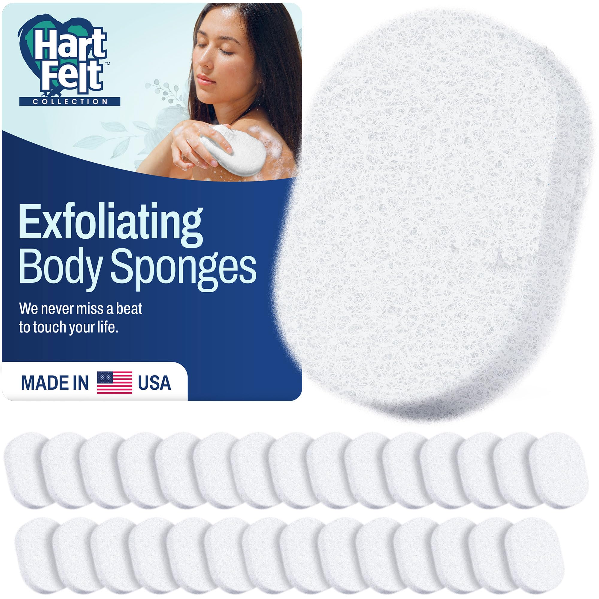 Hartfelt Body Scrub ovale esfoliante per la cura della pelle, realizzato negli Stati Uniti, per pulire e rinfrescare corpo, schiena, braccia, 30 pezzi