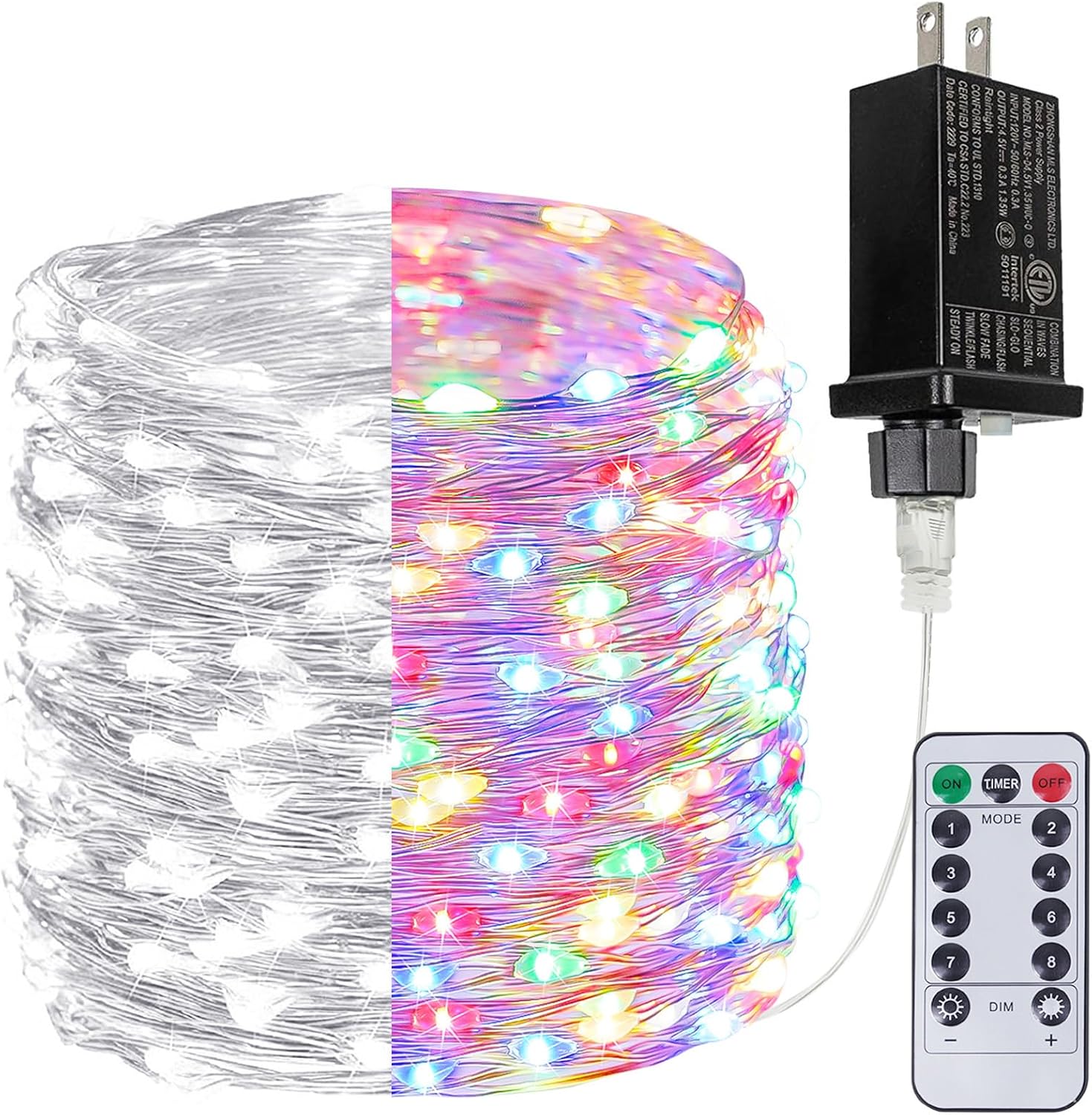 Cool White ? Multicolor 66Ft 200LED Christmas Fairy Lights Plug in with Remote, Waterproof String Lights Outdoor Indoor 8 Modes with Timer, Twinkle Lights for Girl's Room Garden Christmas Decorations Cool White ? Multicolor 1 Pack(200LED With Remote)