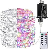Vista 25 de Guirnalda de 300 luces LED extralargas de 99 pies enchufables con control remoto, tira de luces impermeables para exteriores e interiores, 8 modos