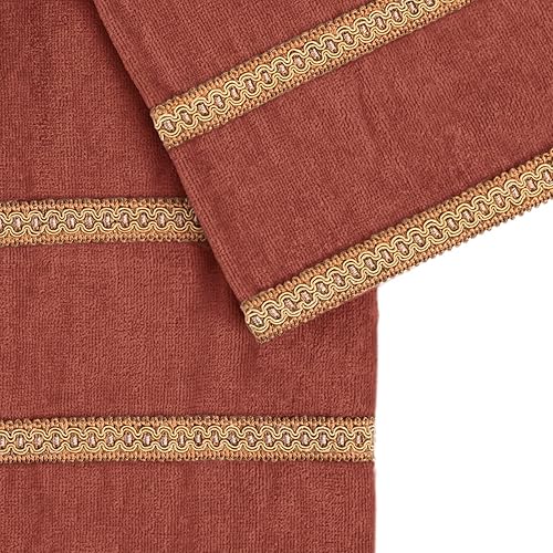 Miniatura 3 de Sherry Kline Triple Row Gimp Juego de toallas decorativas de 3 piezas, elegante y duradero, coral, baño de 25 x 48 pulgadas, mano 16 x 28 pulgadas,