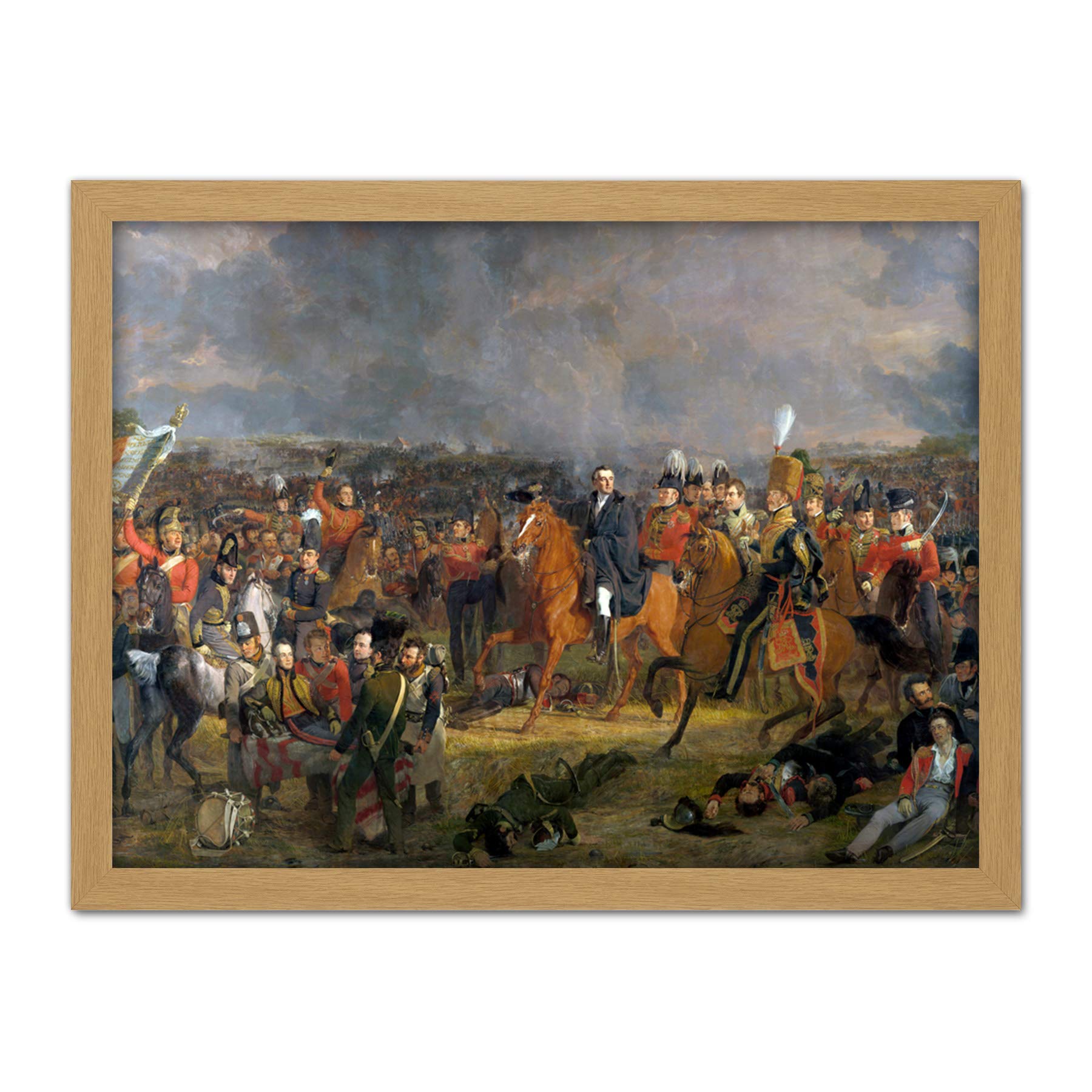 Artery8 Jan Willem Pieneman Battle Of Waterloo Painting Artwork Framed Wall Art Print 18X24 Inch
