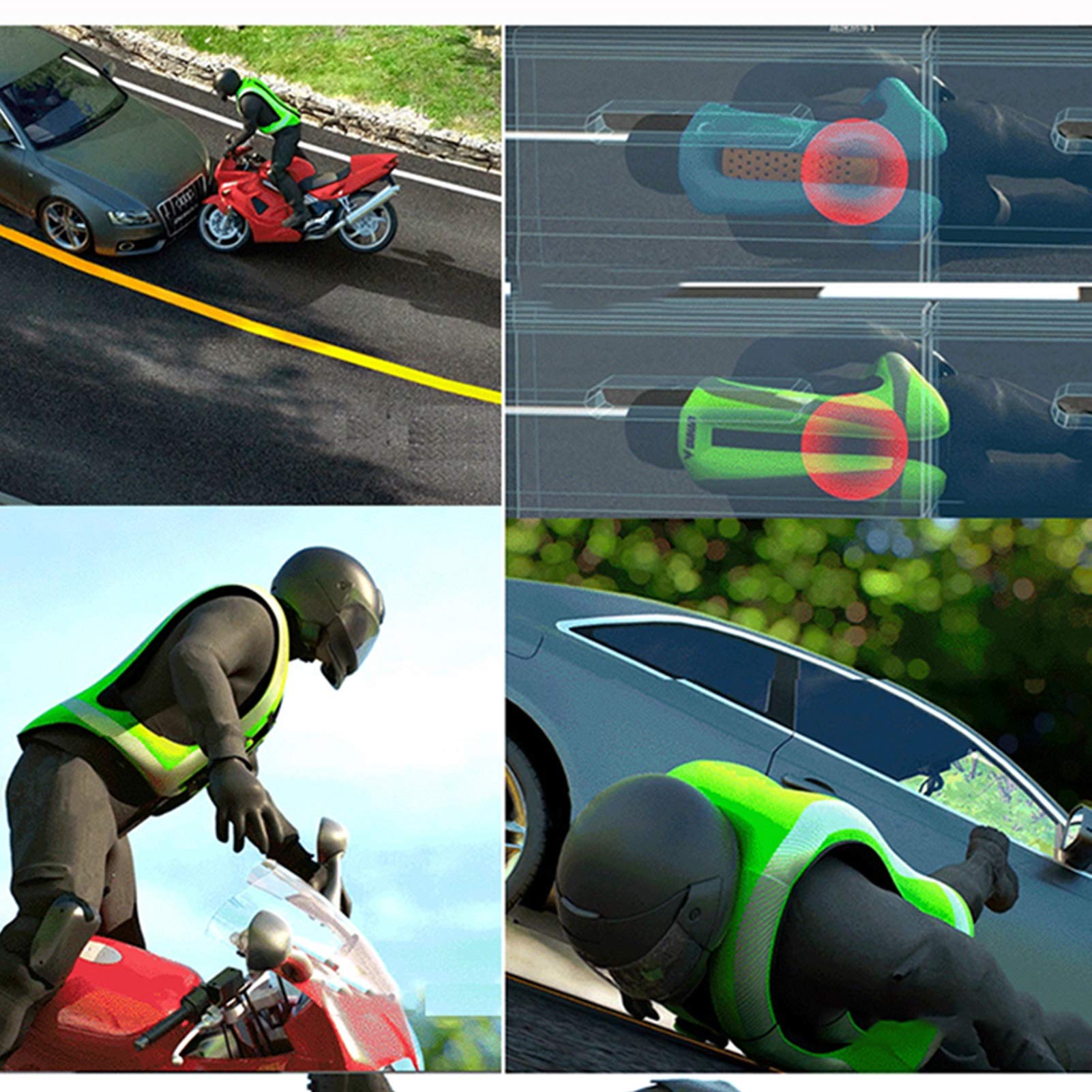 Męska motocyklowa kamizelka do poduszki powietrznej sprężony gaz ochrona przed upadkiem kombinezon używany oddychająca i szybkoschnąca tkanina nadaje się do motocykli i pojazdów terenowych (bez cylindra CO2, pojemność cylindra 60 cm³)