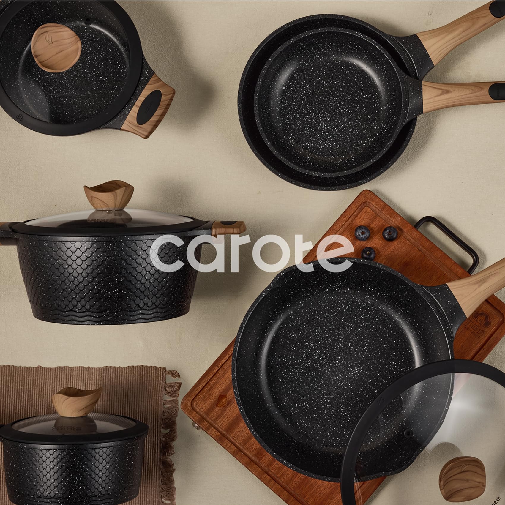 CAROTE 39pcs Nonstick Cookware Sets, Pots and Pans Set with Bakeware view 9