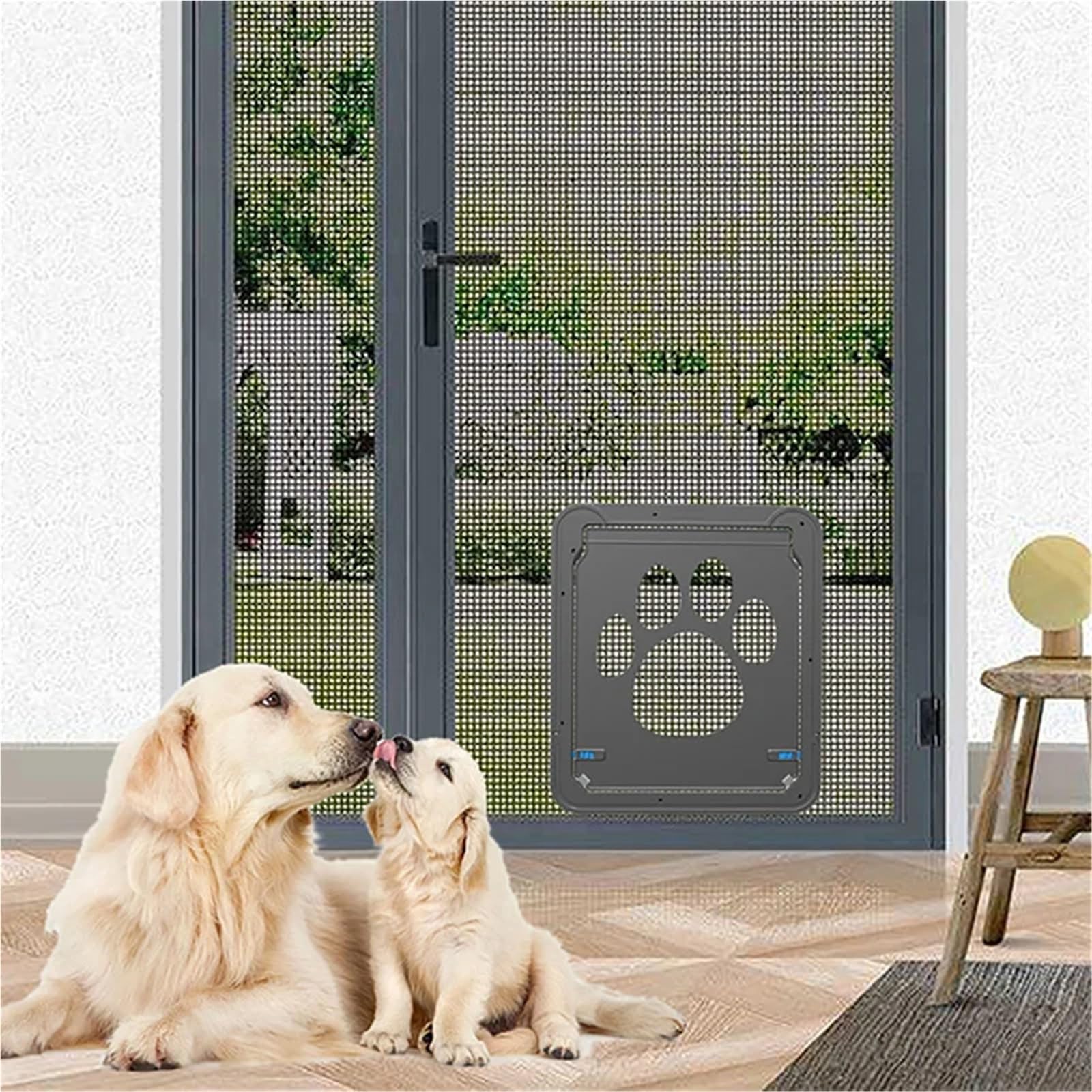 Große Tierklappe 4-Wege-abschließbare Kunststoff-Haustiertür for große Hunde und Katzen, for Bildschirmfenster, Sicherheitsklappen, Tore, Haustiertunnel, Hund