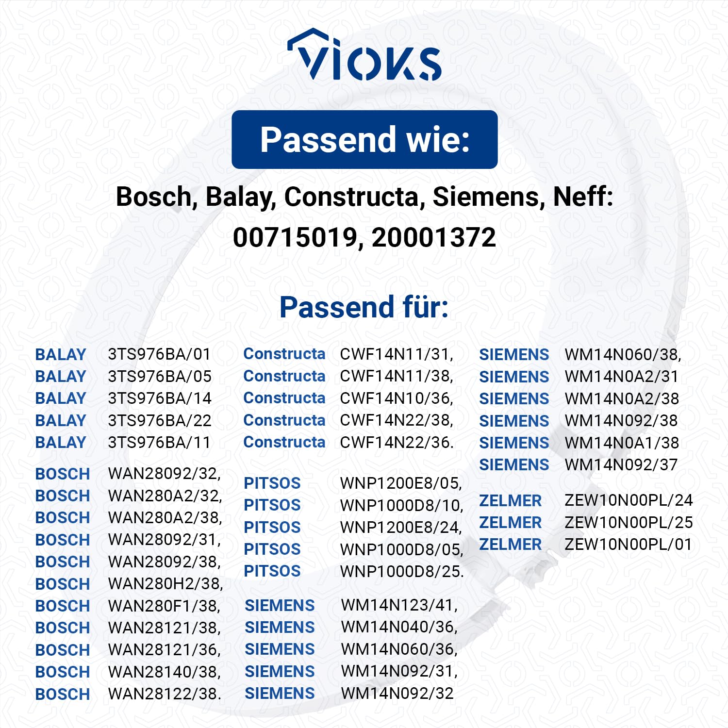 VIOKS Anello interno di ricambio per Bosch 20001372 00715019, telaio interno in oblò, telaio della porta interna, telaio della porta per vetro della porta in lavatrice con caricamento frontale - 3