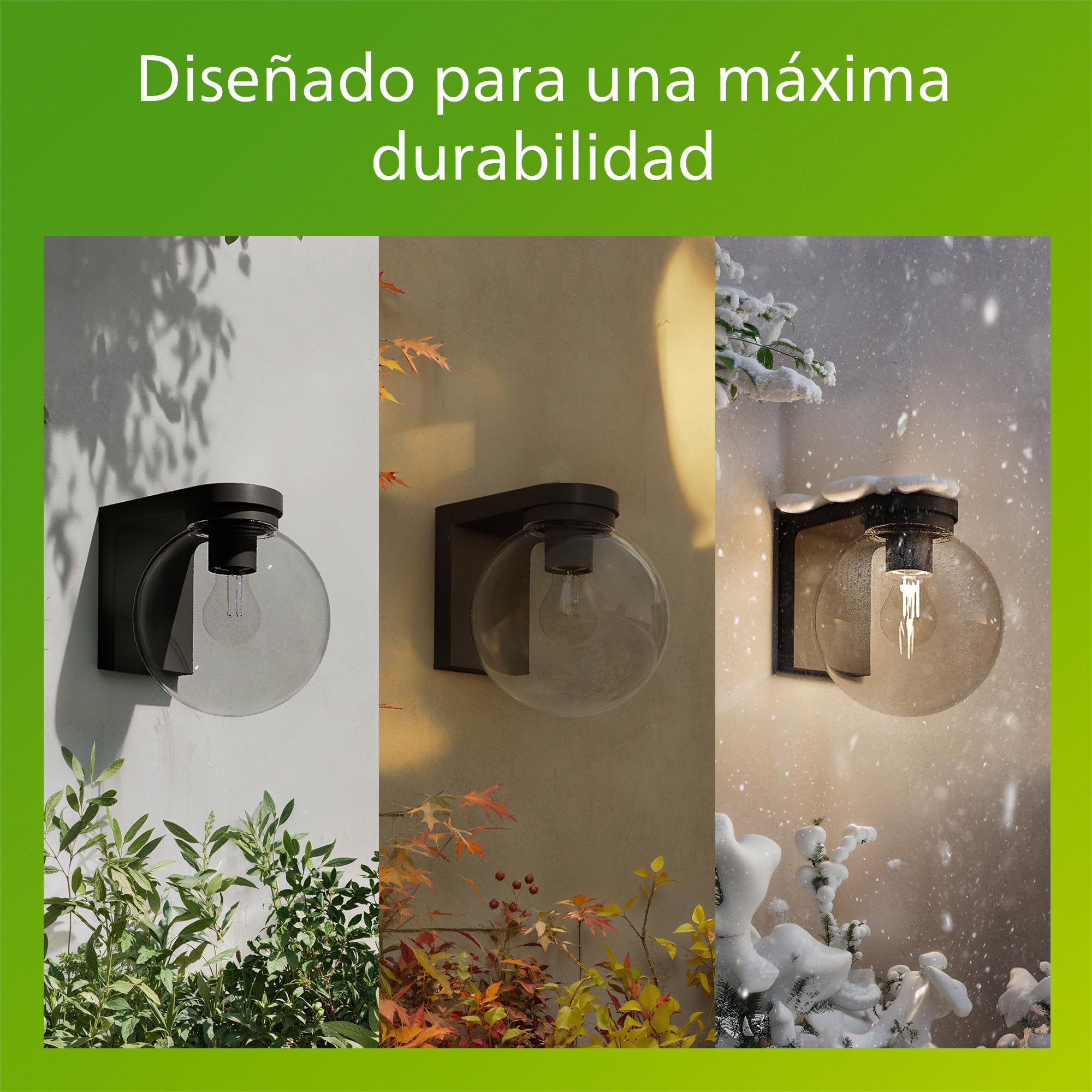 Philips Ulio Aplique de Pared Exterior + Bombilla LED E27, Luz Blanca Cálida, IP44 Resistente a la Intemperie, Duradera, Aluminio y Cristal, Diseño Moderno, Color Negro