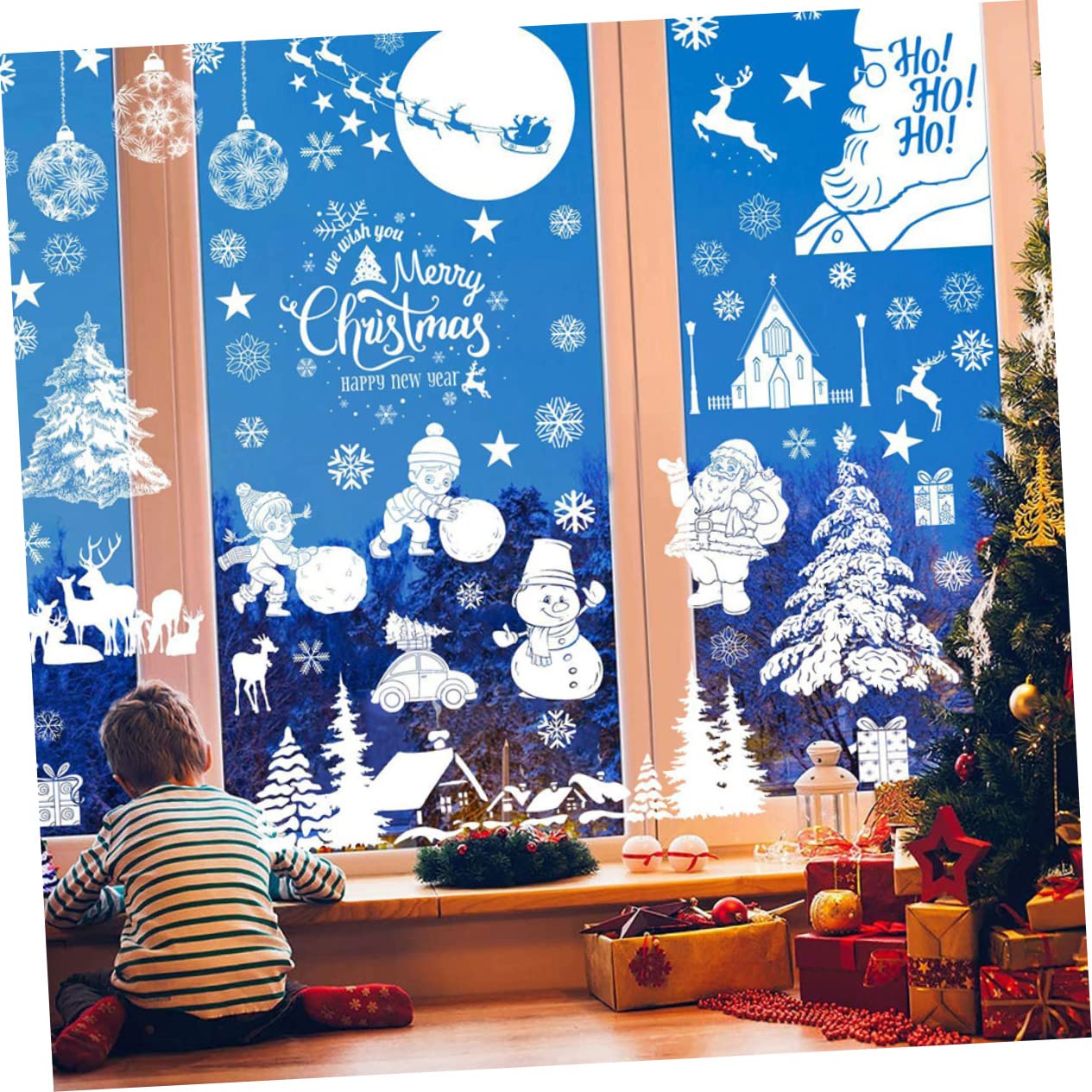 Alipis 27 Fogli Adesivi Natalizi Adesivo Frigorifero Natalizio Vetrofanie Per Feste Adesivi Per Finestre Con Pupazzo Di Neve Vetrofanie Rimovibili Murales Natalizi Natale Bianca Pvc