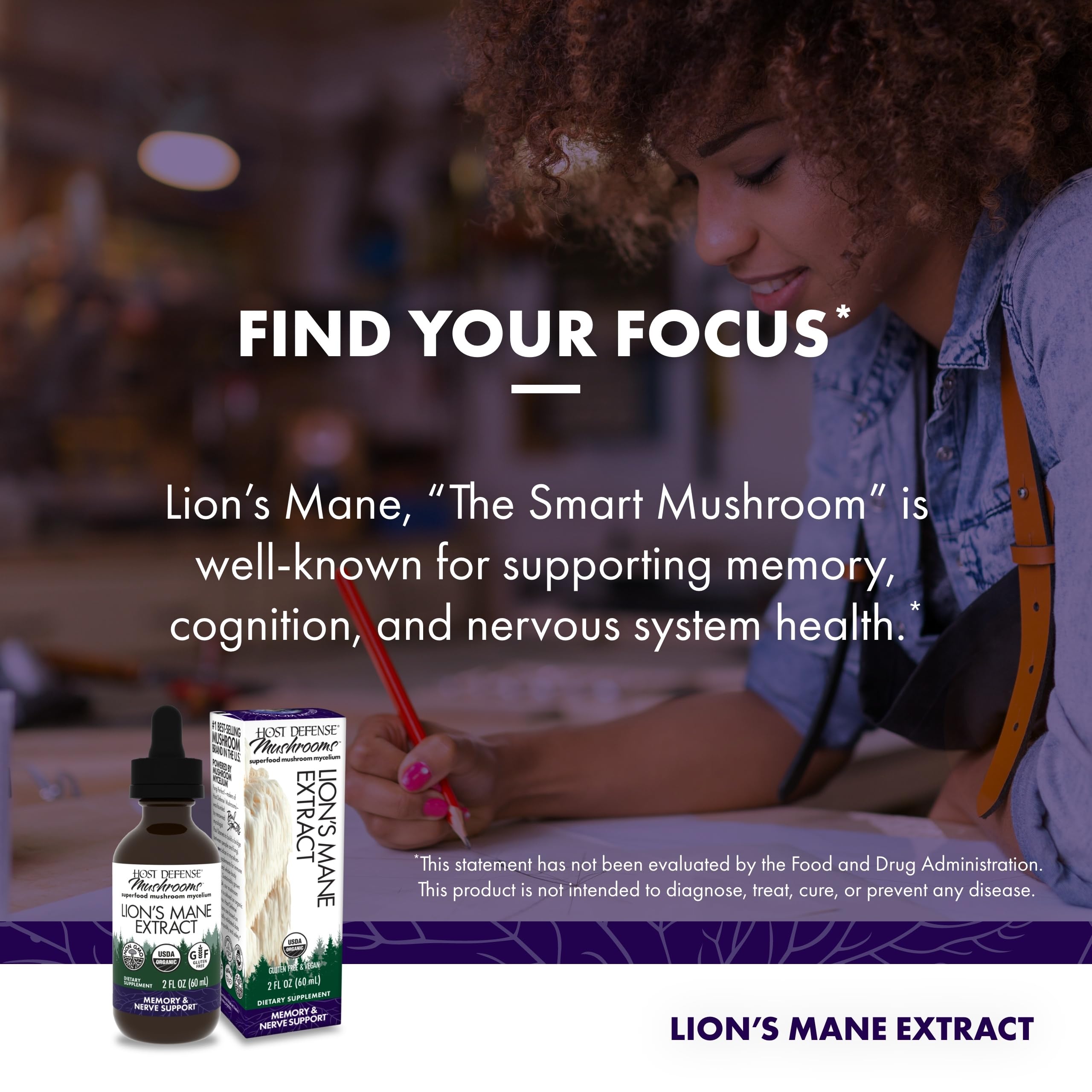 Host Defense Lion's Mane, Lion's Mane Liquid for Brain Health, 2 fl oz — Amazon image 5