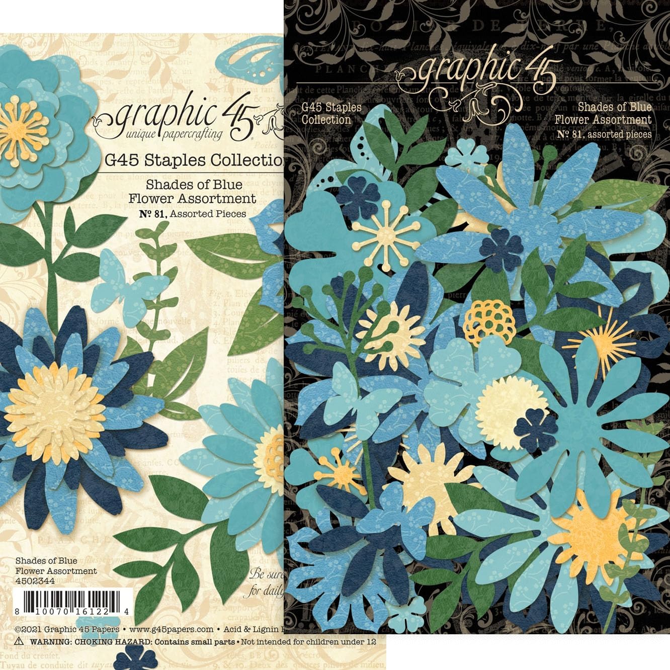GRAPHIC 45 Staples Flower Assortment-Shades of Blue, Multi-Colored
