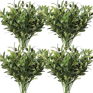 20 Pcs Faux Green Stem 18 Inch Artificial Olive Branches for Vases Fake Olive Branches Silk Plant...